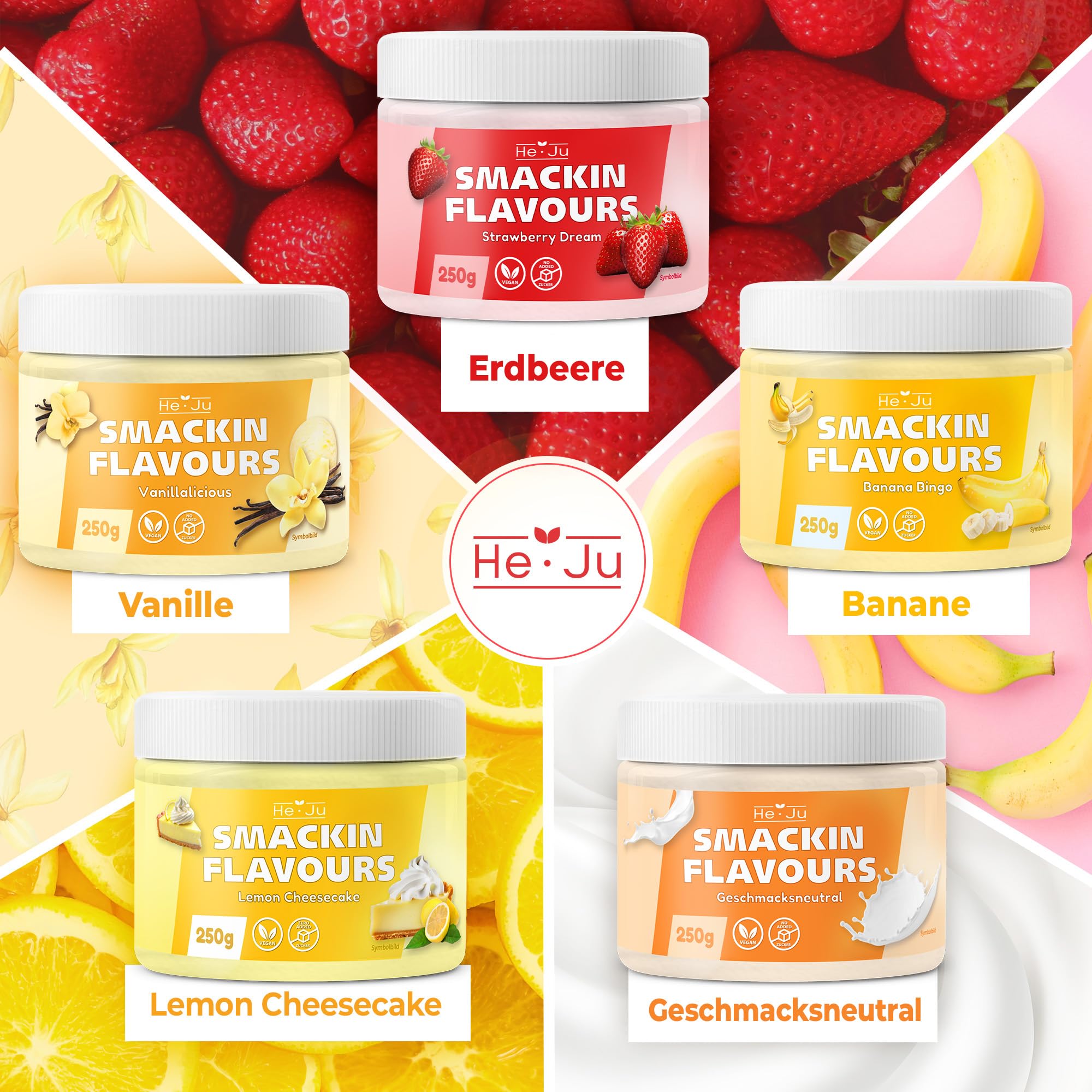 He-Ju Flavour Pulver Vanille, vegan, Geschmackspulver zum Süßen fast ohne Kalorien mit Vanille Geschmack (150g)