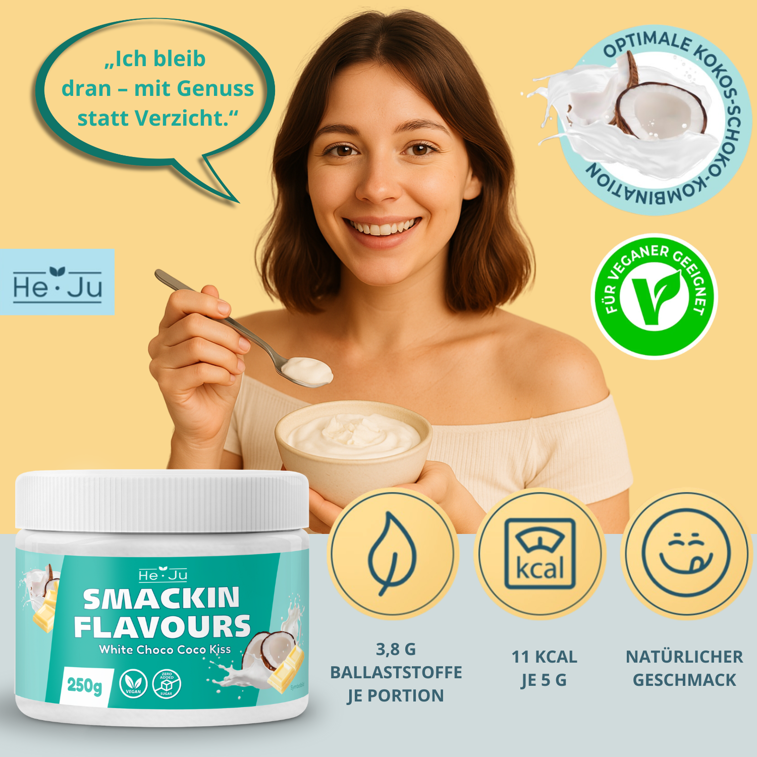 He-Ju Flavour Pulver weiße Schokolade Kokos 250g vegan
