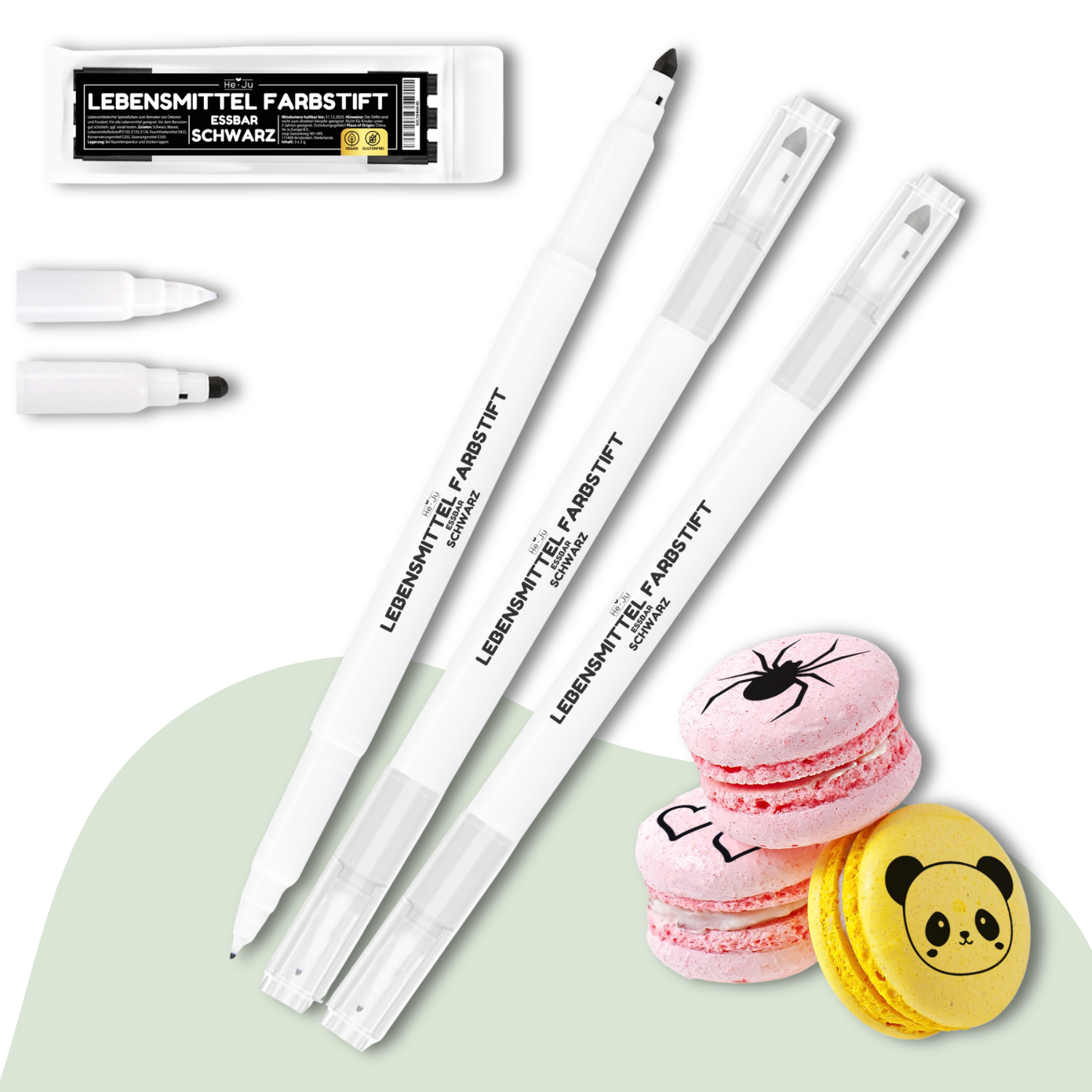 He-Ju Lebensmittelstift schwarz essbar 3er Set