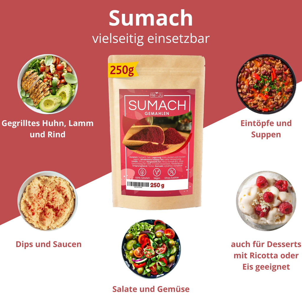 He-Ju Sumach Gewürz Zubereitung 250 g gemahlene Essigbaumfrucht