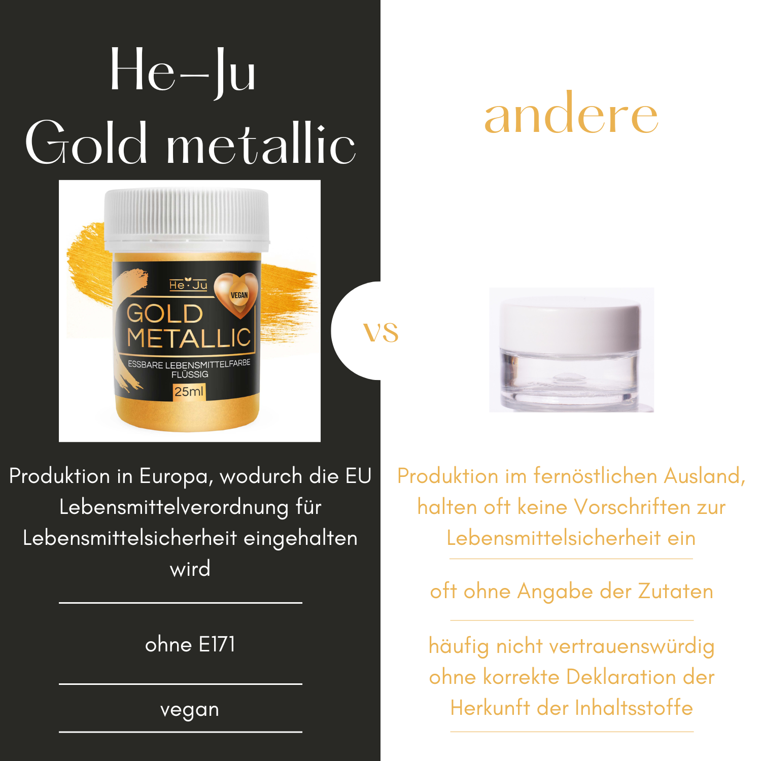 He-Ju Lebensmittelfarbe metallic gold flüssig 25ml