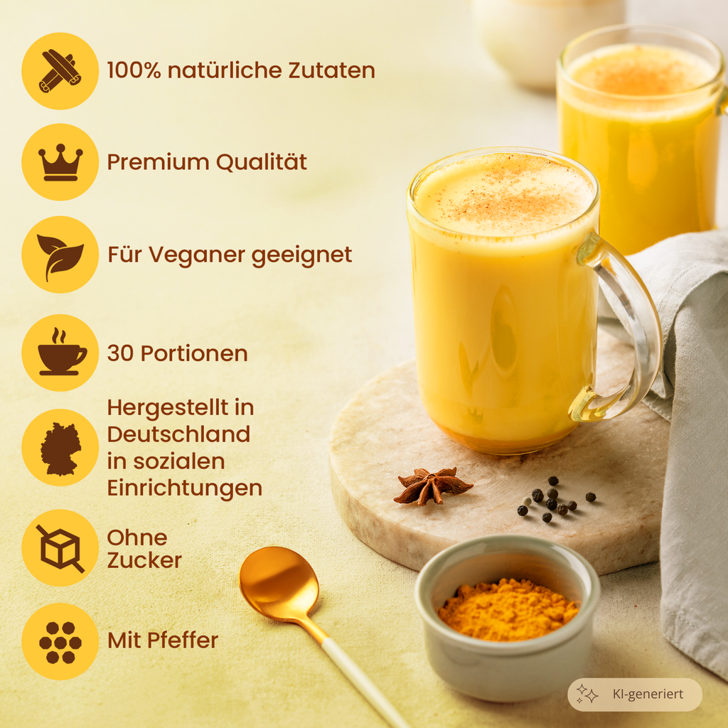 He-Ju Bio Goldene Milch Classic, 150g (30 Portionen), Kurkuma Latte Pulver mit Lucuma