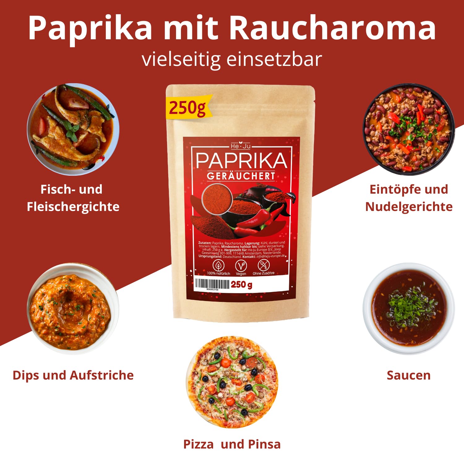 He-Ju Geräuchertes Paprikapulver (smoked) süß, 250 g