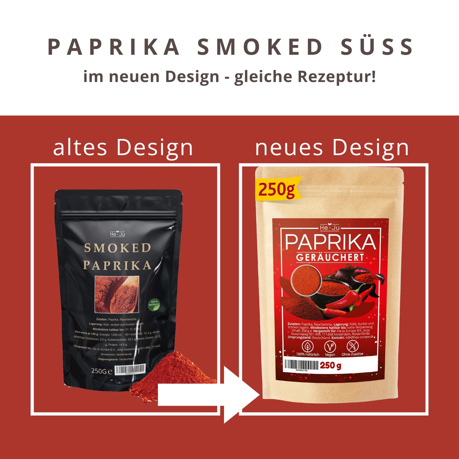 He-Ju Geräuchertes Paprikapulver (smoked) süß, 250 g