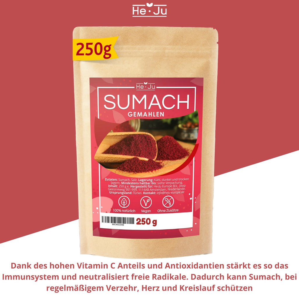 He-Ju Sumach Gewürz Zubereitung 250 g gemahlene Essigbaumfrucht