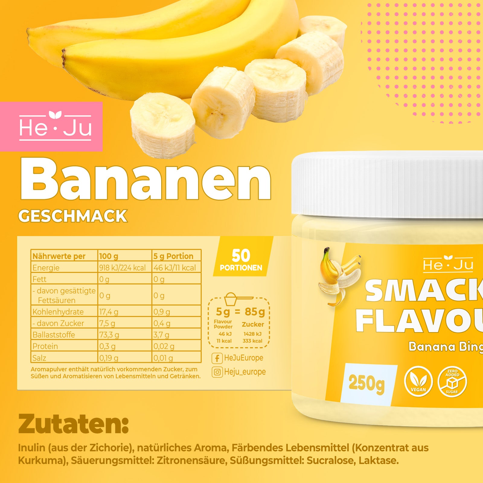 He-Ju Flavour Pulver Banane 250g vegan
