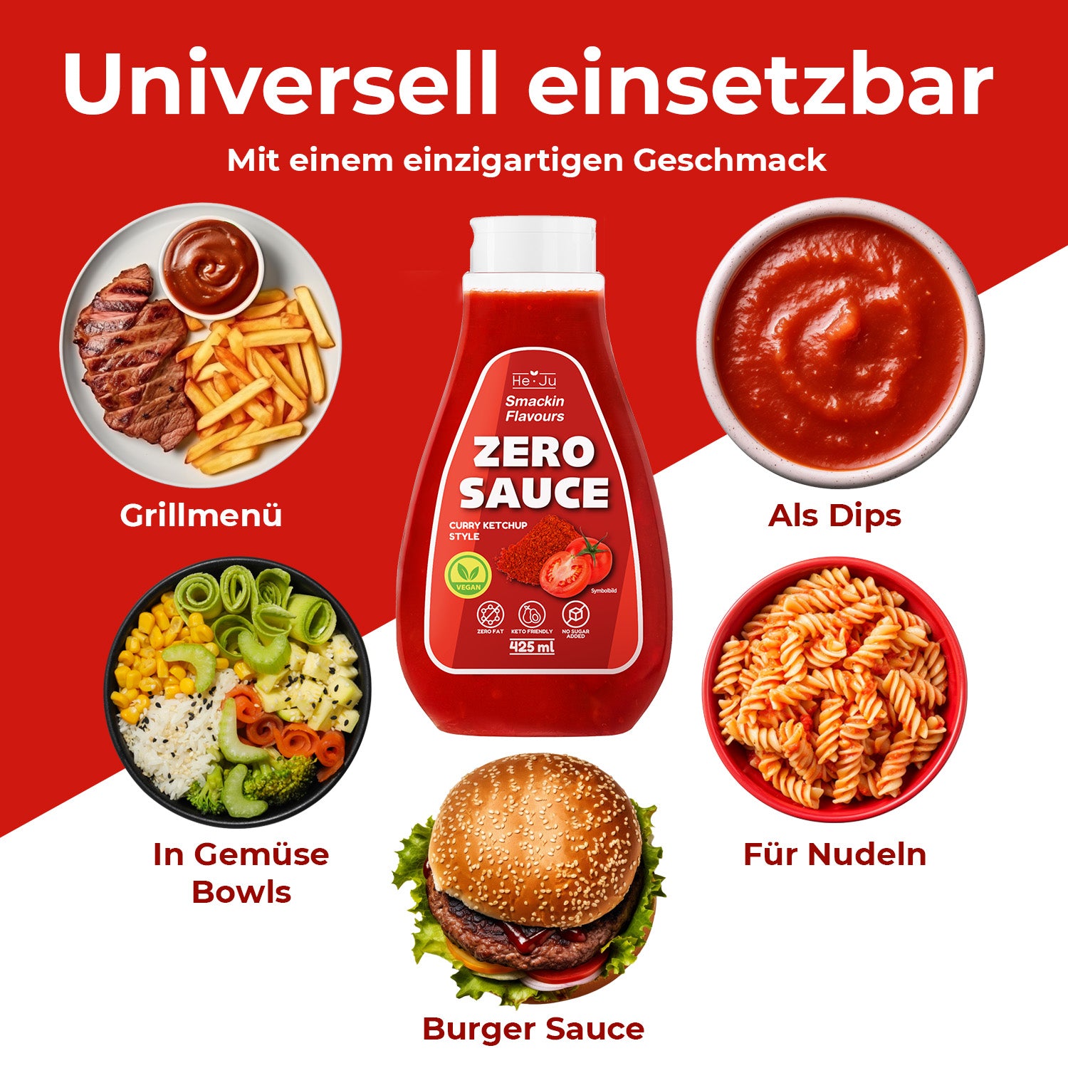 He-Ju Zero Sauce Curry Ketchup, 1x 425ml Light Sauce