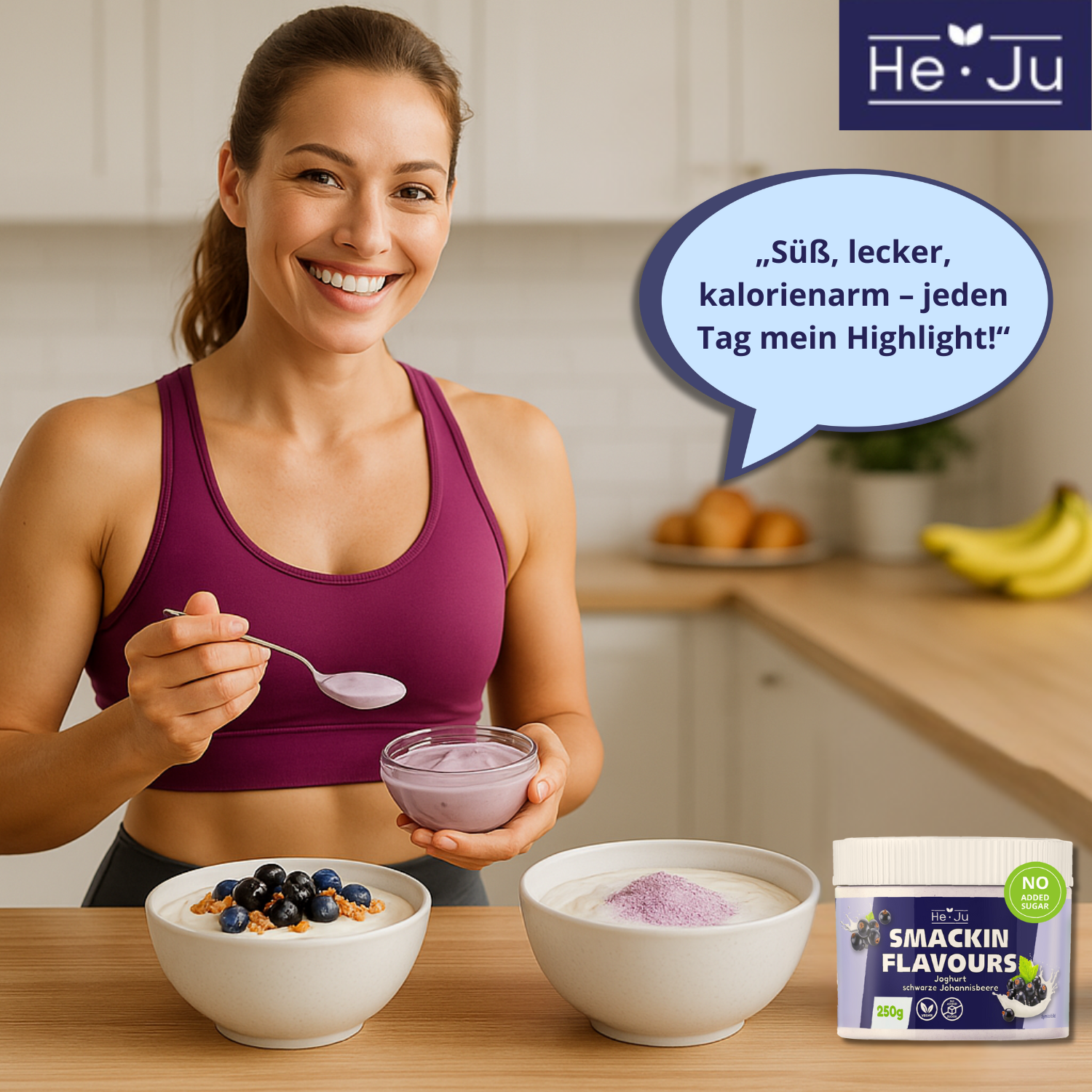 He-Ju Flavour Pulver Joghurt schwarze Johannisbeere 250g vegan