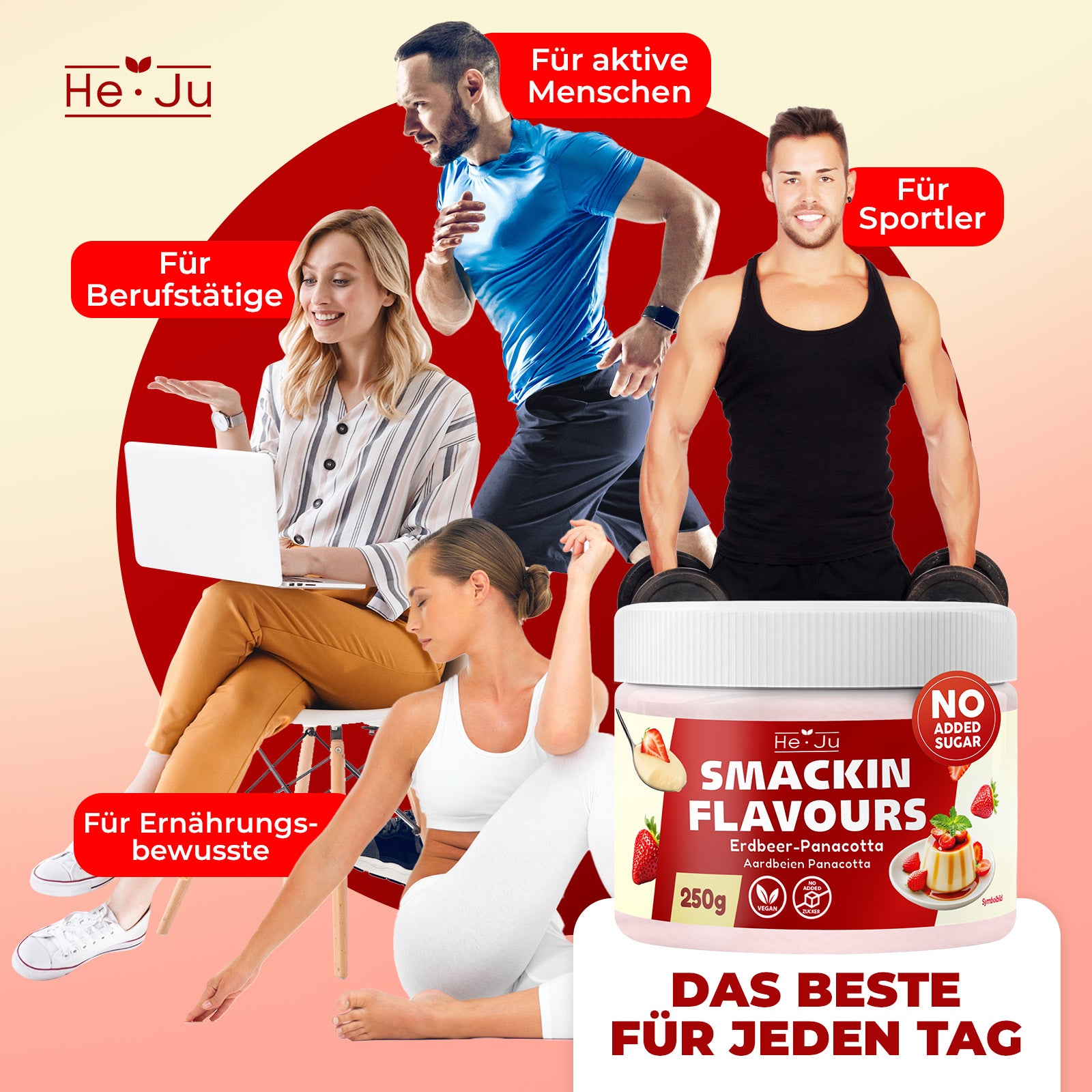 He-Ju Flavour Pulver Erdbeer Panna-Cotta 250g vegan