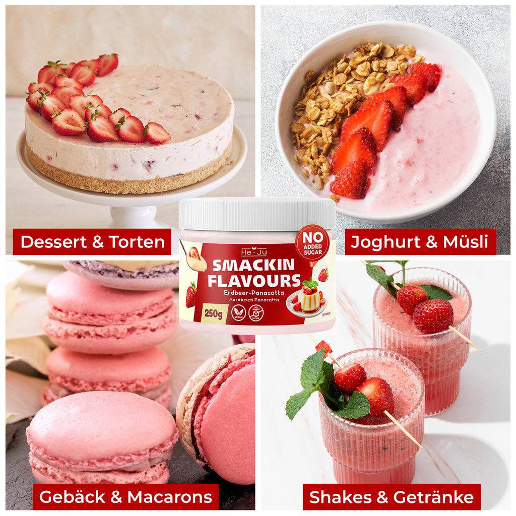 He-Ju Flavour Pulver Erdbeer Panna-Cotta 250g vegan