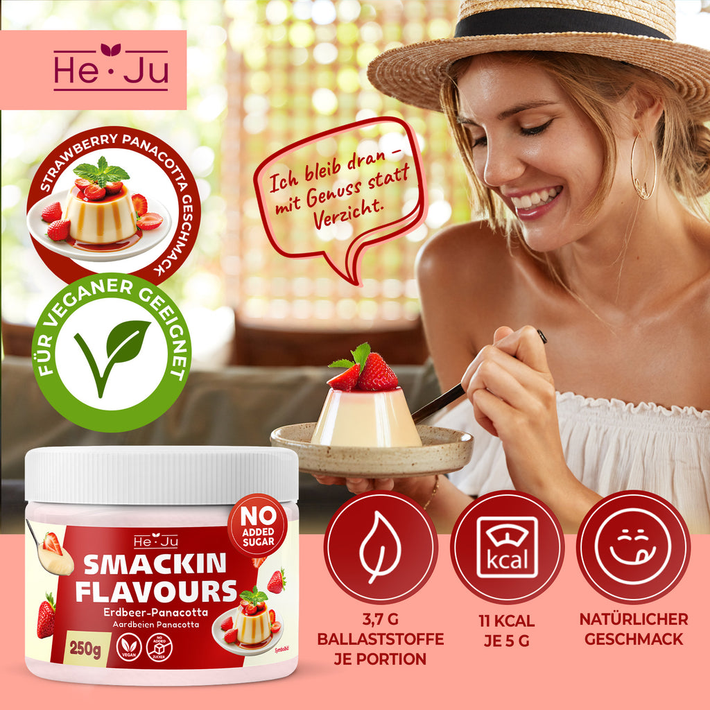 He-Ju Flavour Pulver Erdbeer Panna-Cotta 250g vegan
