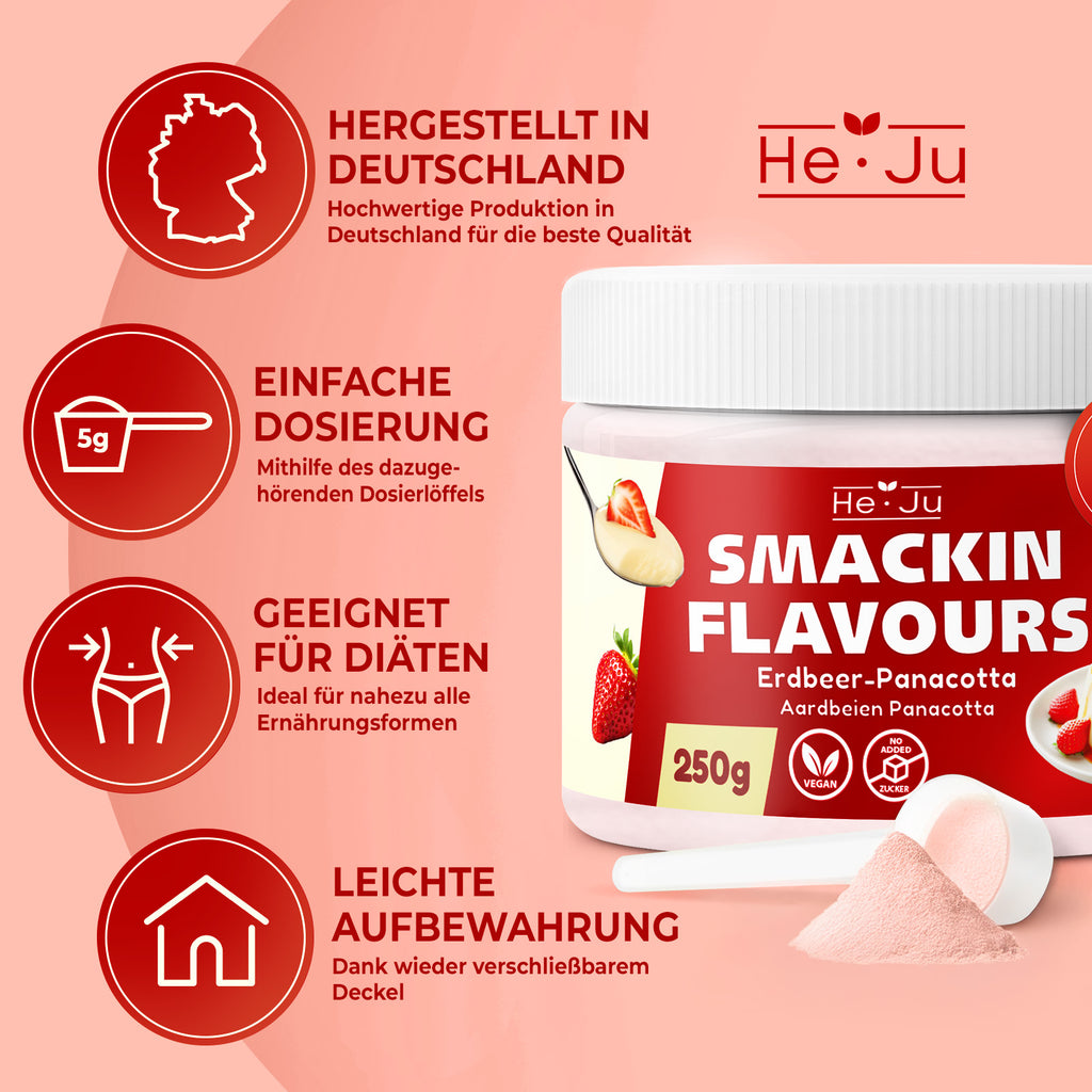 He-Ju Flavour Pulver Erdbeer Panna-Cotta 250g vegan
