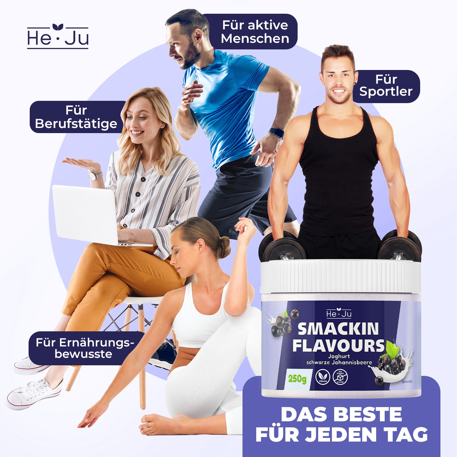 He-Ju Flavour Pulver Joghurt schwarze Johannisbeere 250g vegan