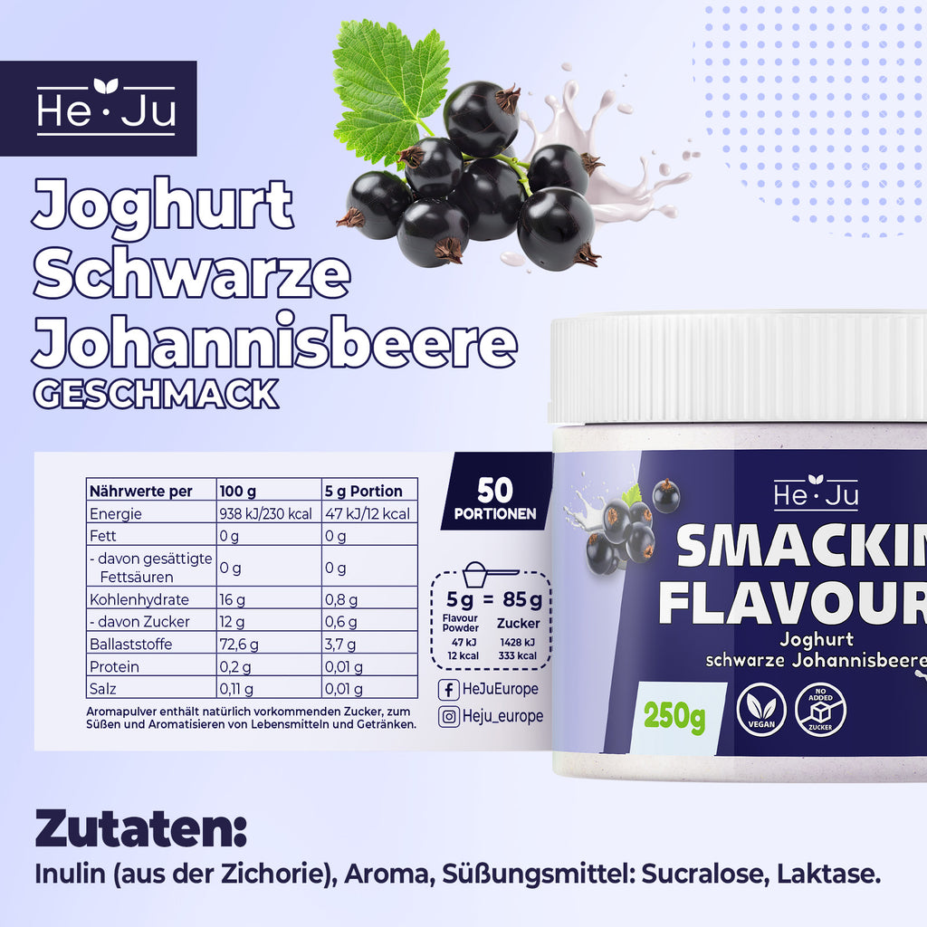 He-Ju Flavour Pulver Joghurt schwarze Johannisbeere 250g vegan