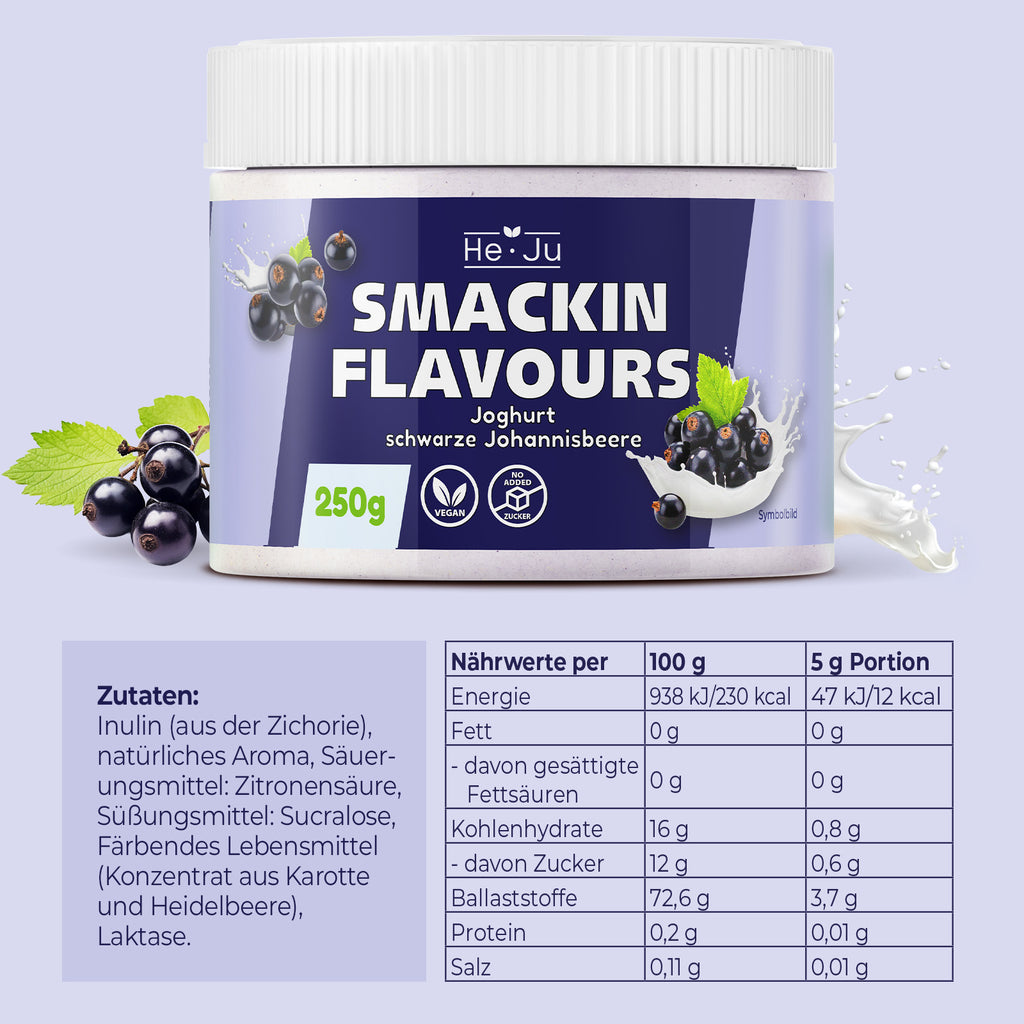 He-Ju Flavour Pulver Joghurt schwarze Johannisbeere 250g vegan