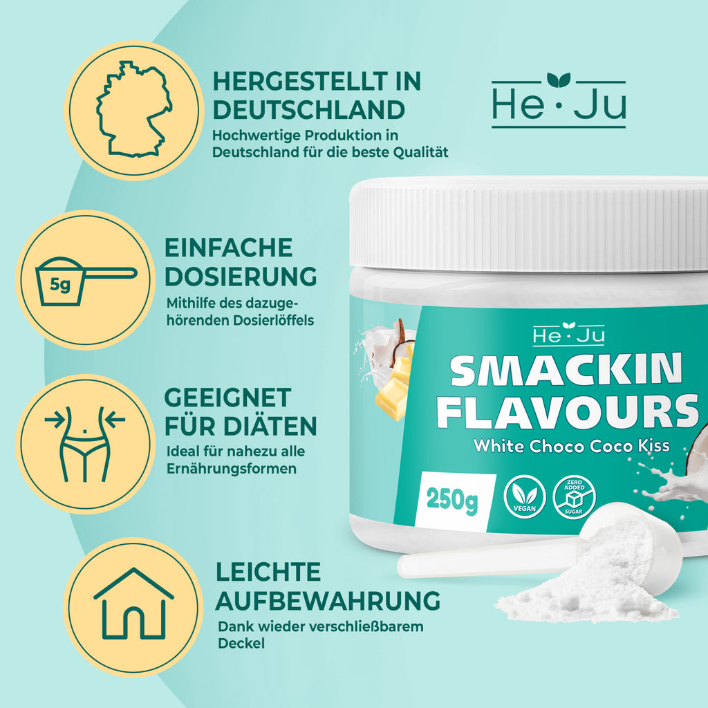 He-Ju Flavour Pulver weiße Schokolade Kokos 250g vegan