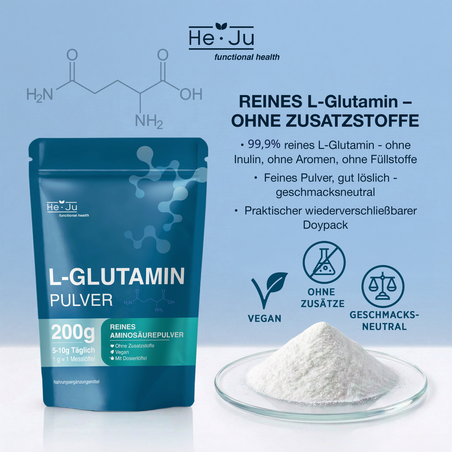 He-Ju L-Glutamin Pulver 200g