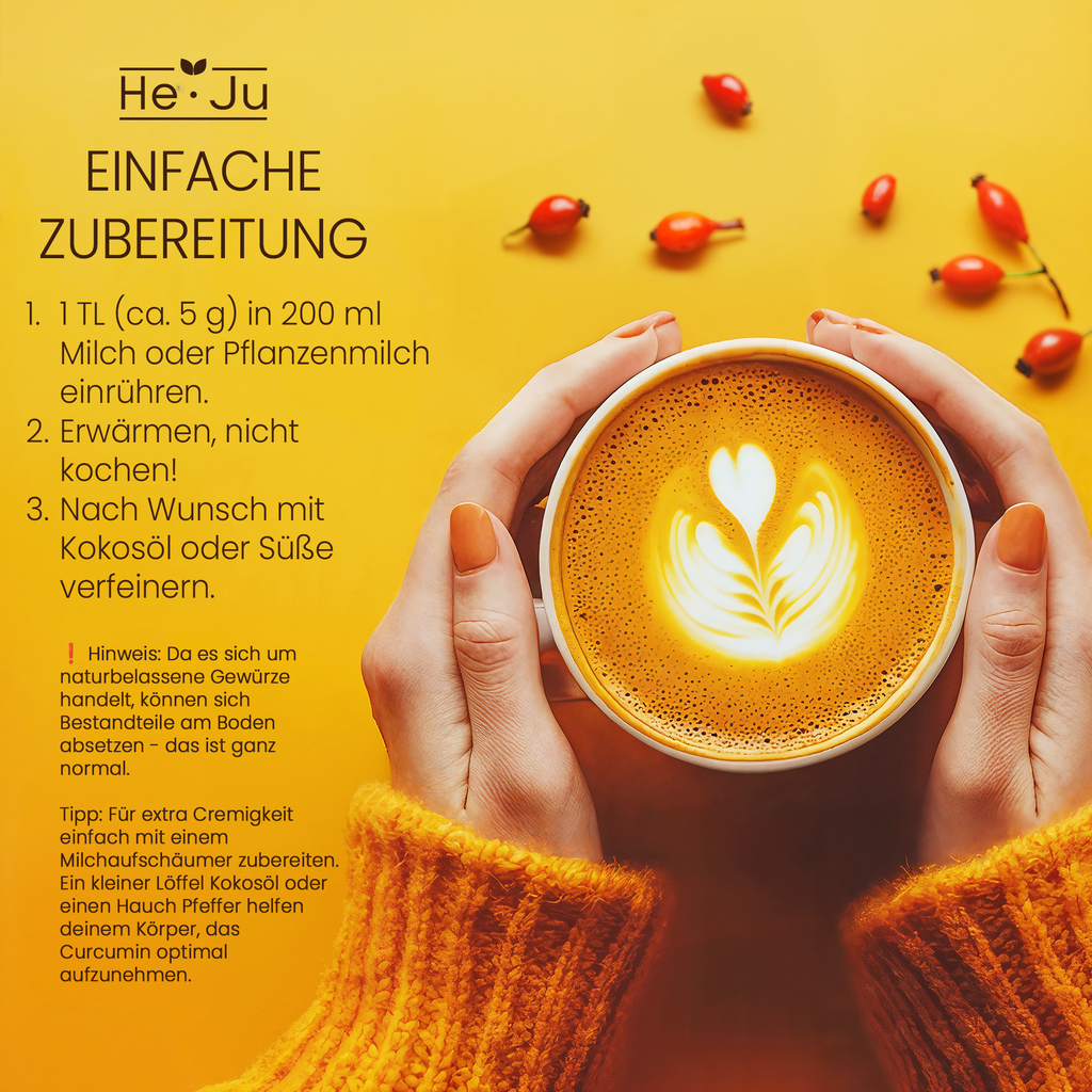 He-Ju Bio Goldene Milch Immungold 300g (60 Portionen), Mit Vitamin C aus Acerola & Hagebutte