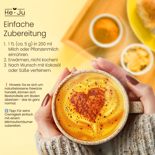 He-Ju Bio Goldene Milch Classic, 150g (30 Portionen), Kurkuma Latte Pulver mit Lucuma