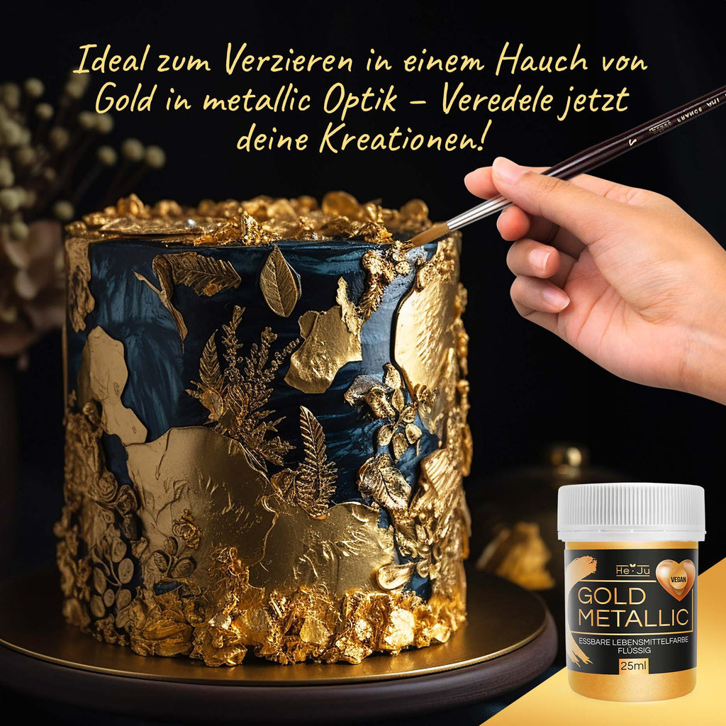 He-Ju Lebensmittelfarbe metallic gold flüssig 25ml