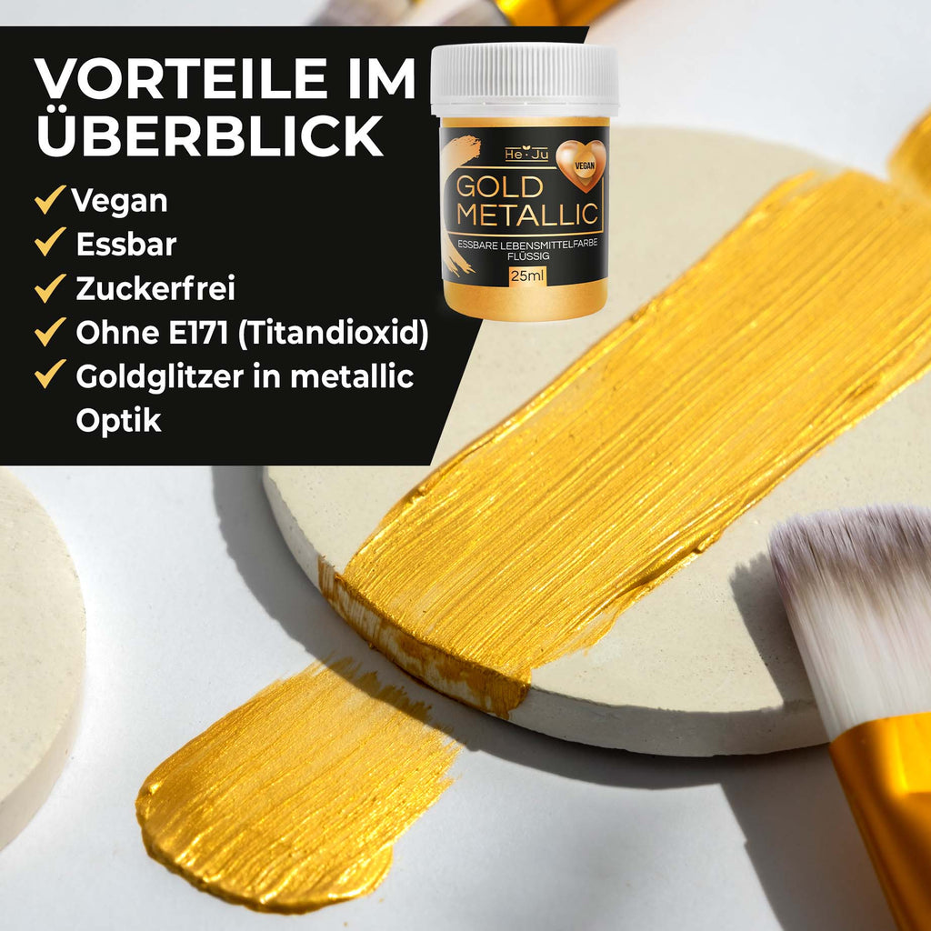 He-Ju Lebensmittelfarbe metallic gold flüssig 25ml