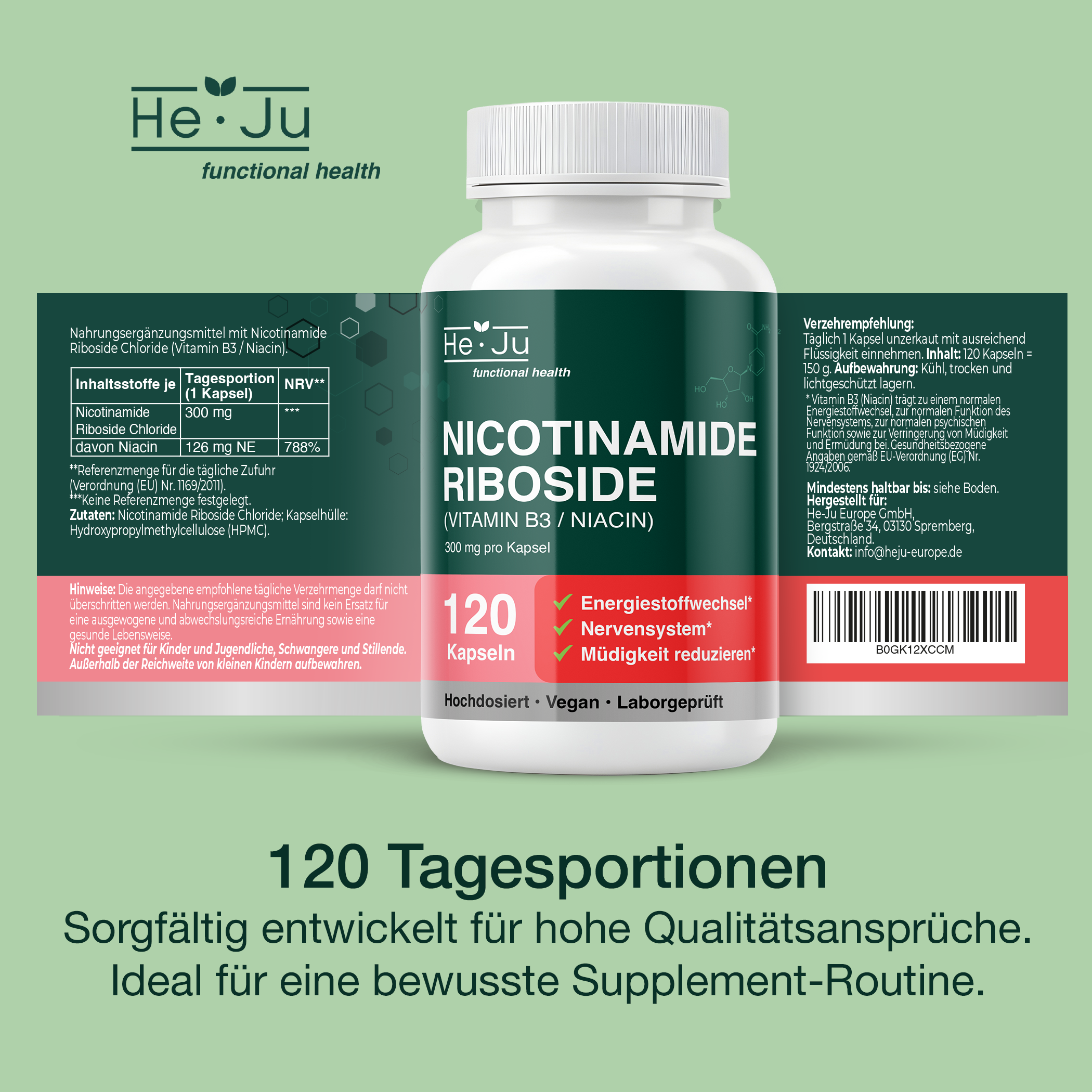 He-Ju Nicotinamide Riboside Chloride 300 mg 120 NR Kapseln