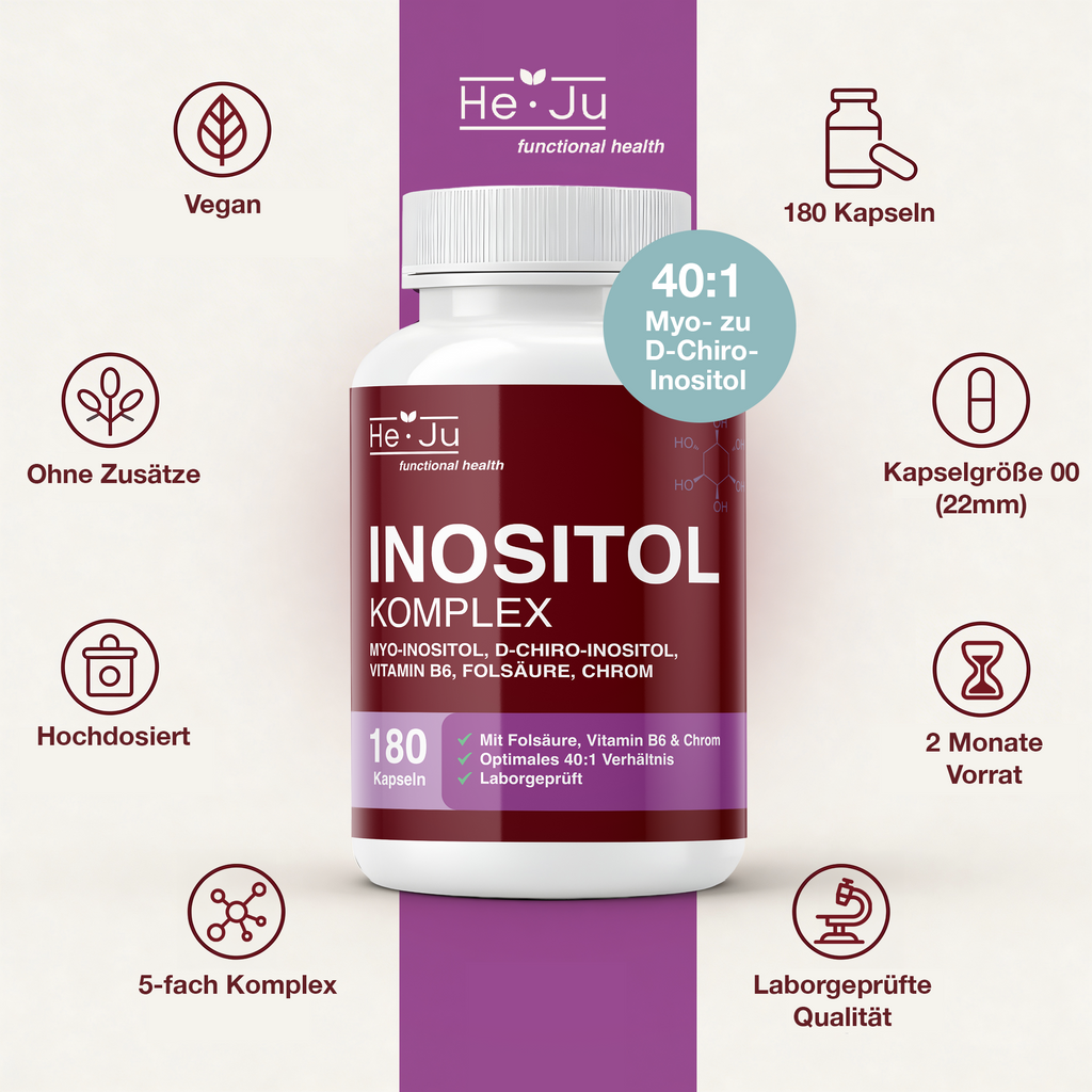 He-Ju Inositol Komplex 180 vegane Kapseln, Myo & D-Chiro Inositol 40:1