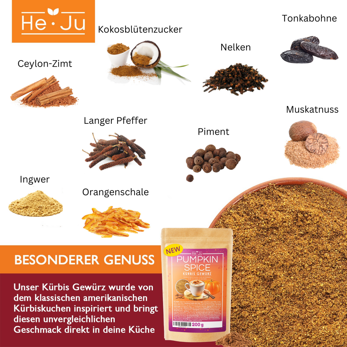 He-Ju Pumpkin Spice Latte Gewürz 200g