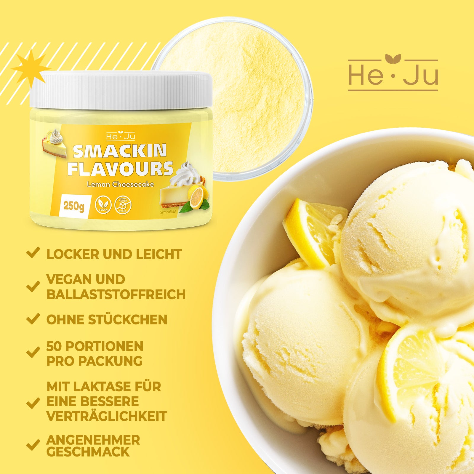 He-Ju Flavour Pulver Lemon Cheesecake 250g, vegan