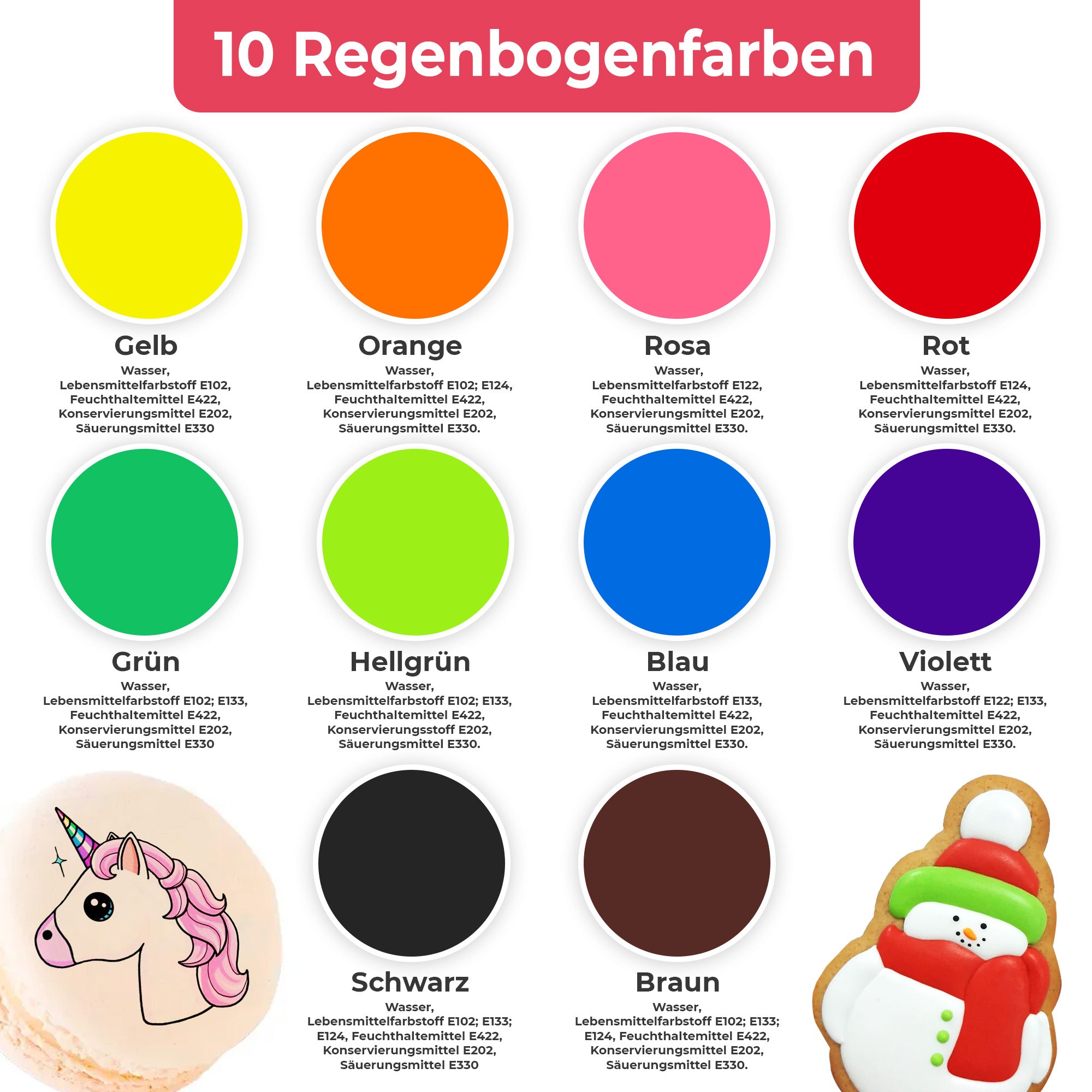 He-Ju Lebensmittelstifte essbar 10er Set