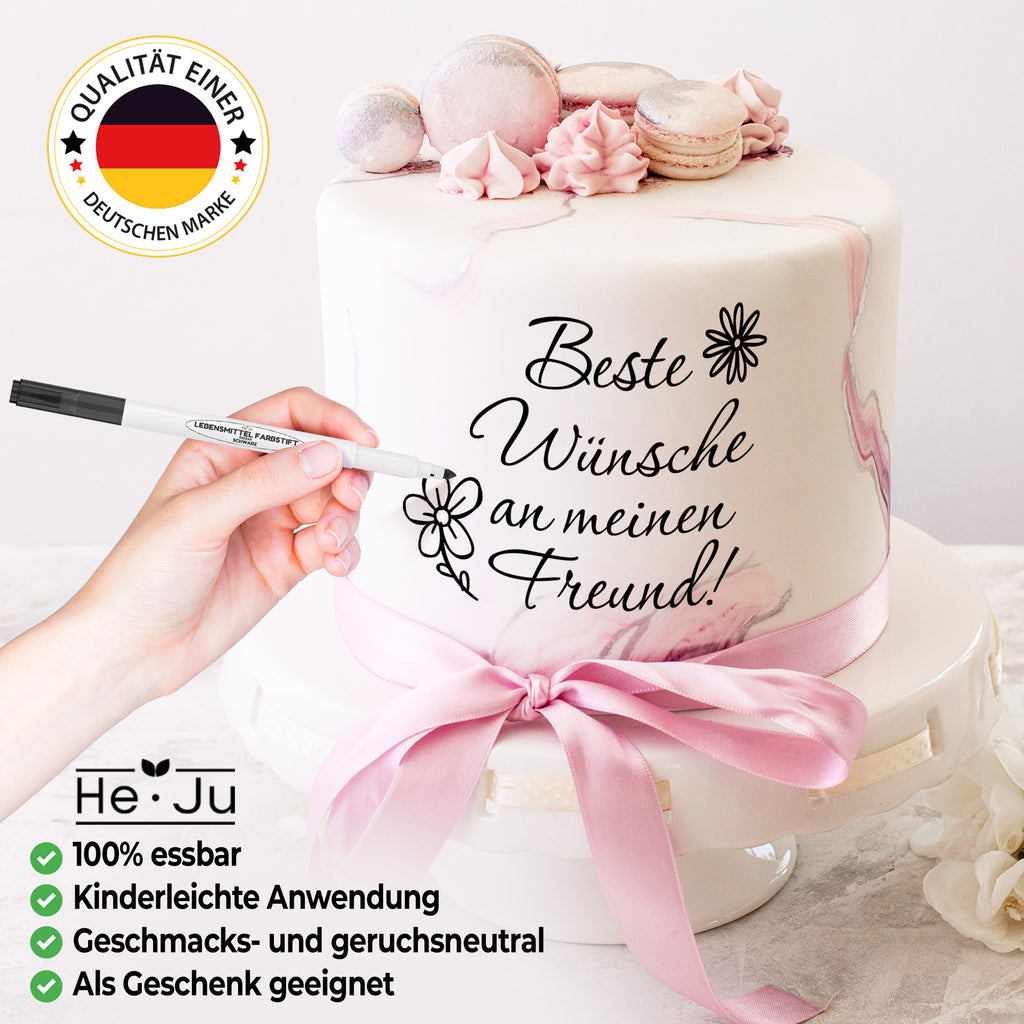 He-Ju Lebensmittelstift schwarz essbar 3er Set