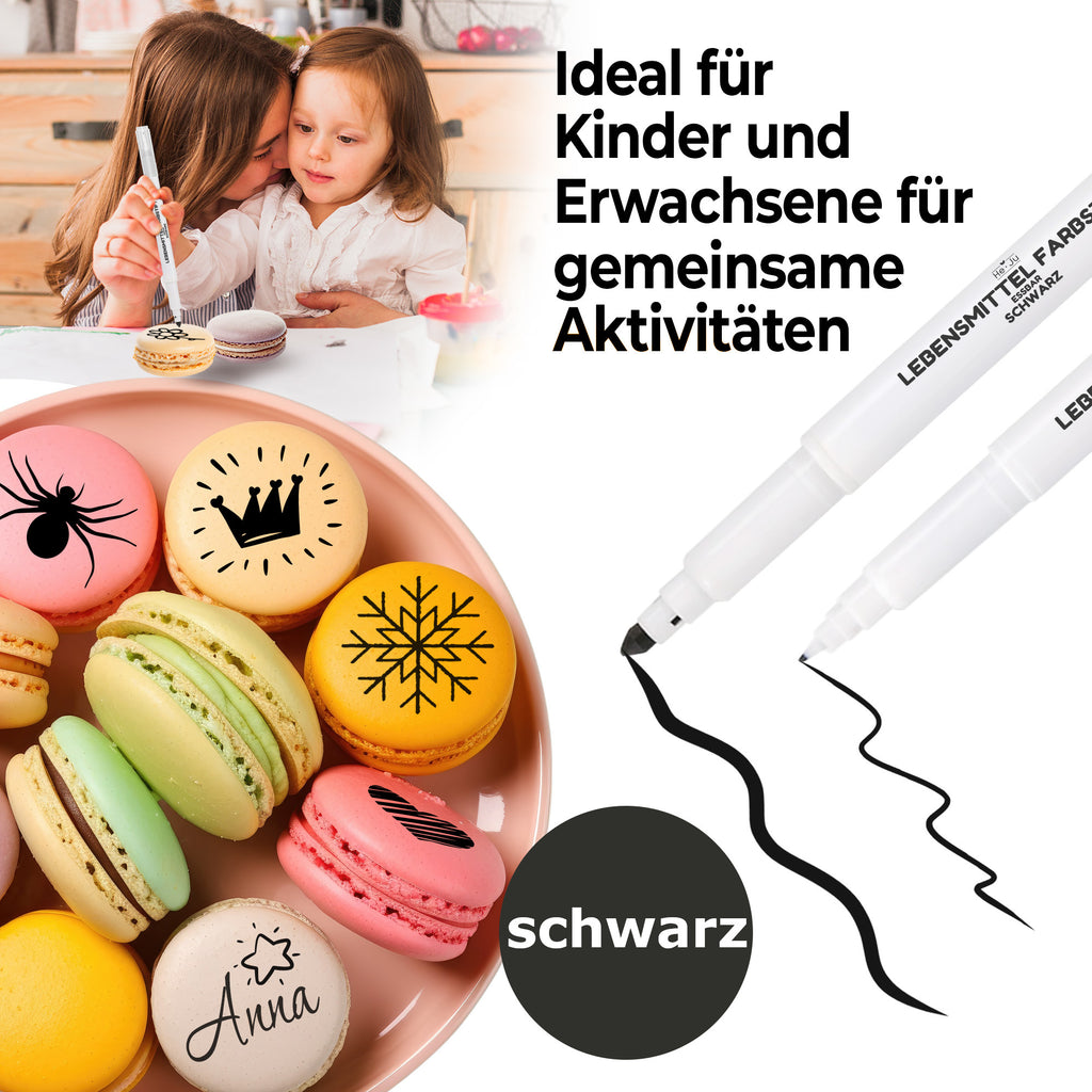 He-Ju Lebensmittelstift schwarz essbar 3er Set