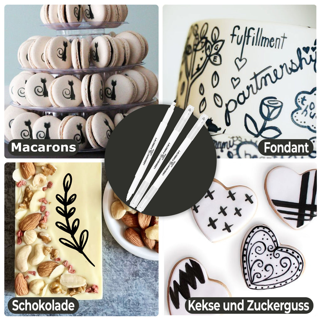 He-Ju Lebensmittelstift schwarz essbar 3er Set