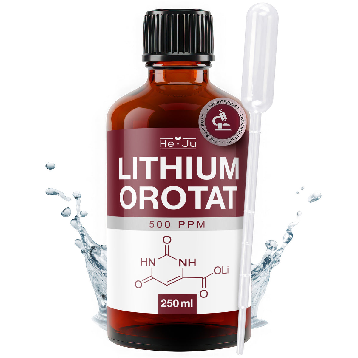 He-Ju Lithium Orotat 250ml Laborchemikalie 550ppm mit Pipette