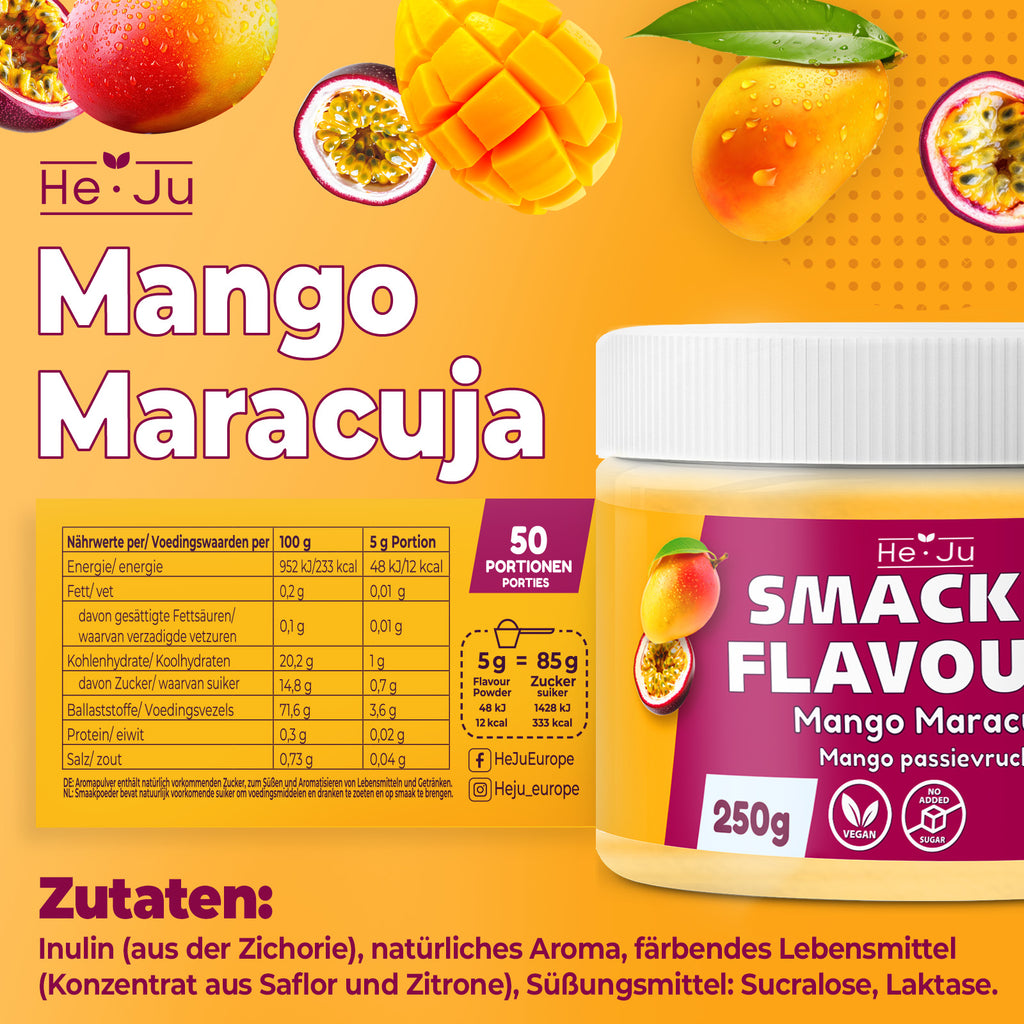 He-Ju Flavour Pulver Mango Maracuja 250g vegan