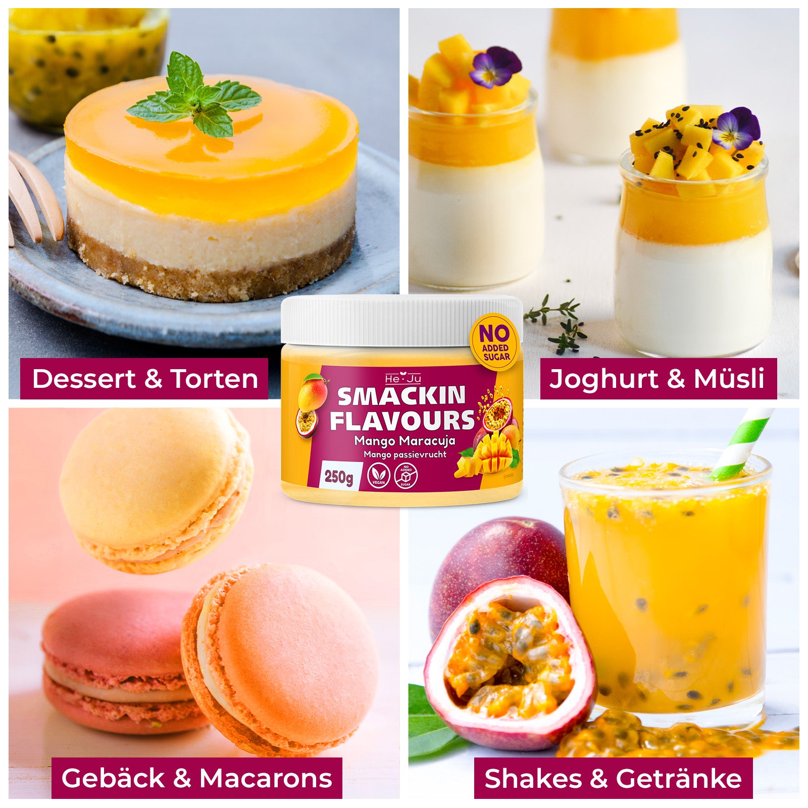 He-Ju Flavour Pulver Mango Maracuja 250g vegan