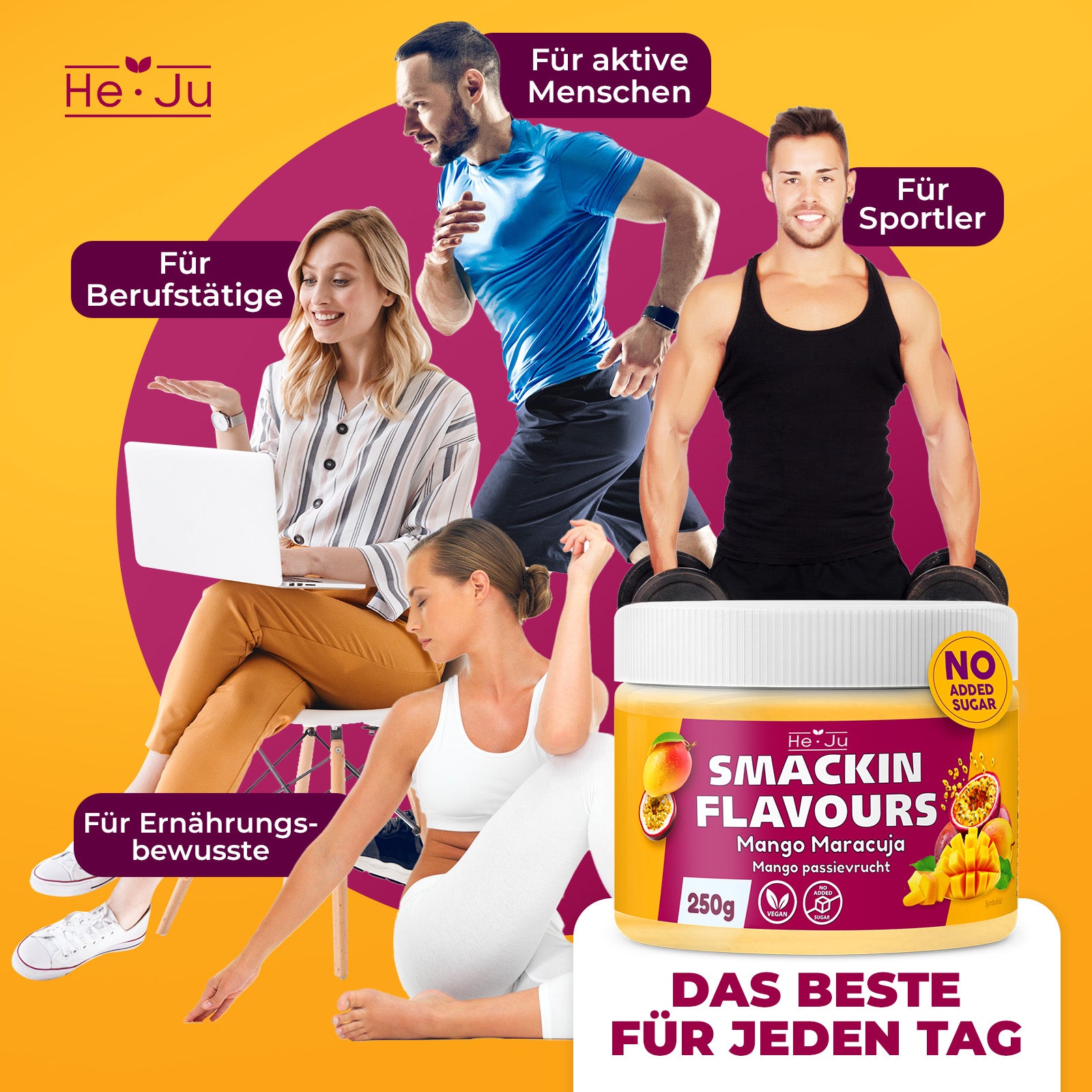 He-Ju Flavour Pulver Mango Maracuja 250g vegan