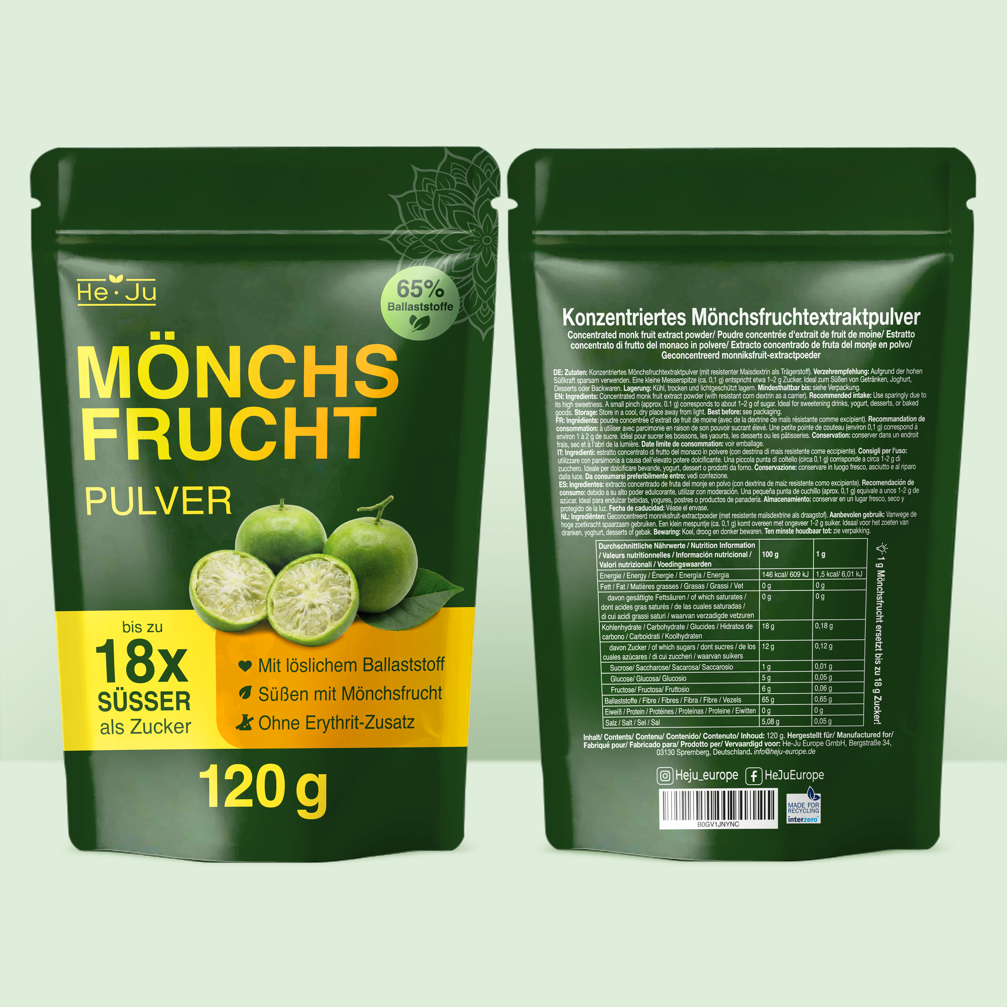 He-Ju Mönchsfrucht Pulver 120g,