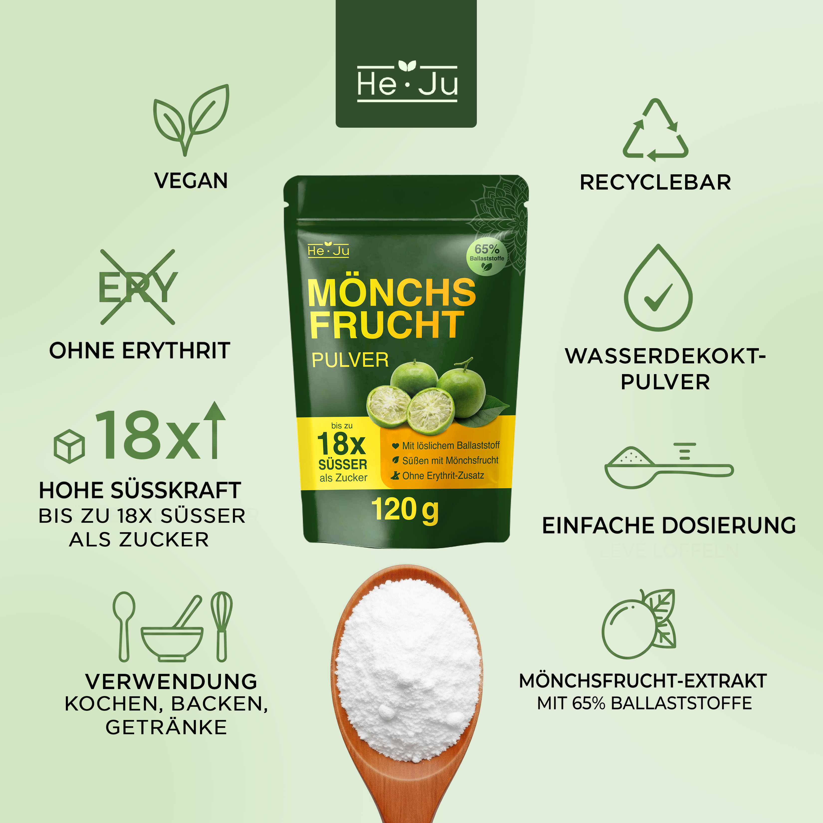 He-Ju Mönchsfrucht Pulver 120g,