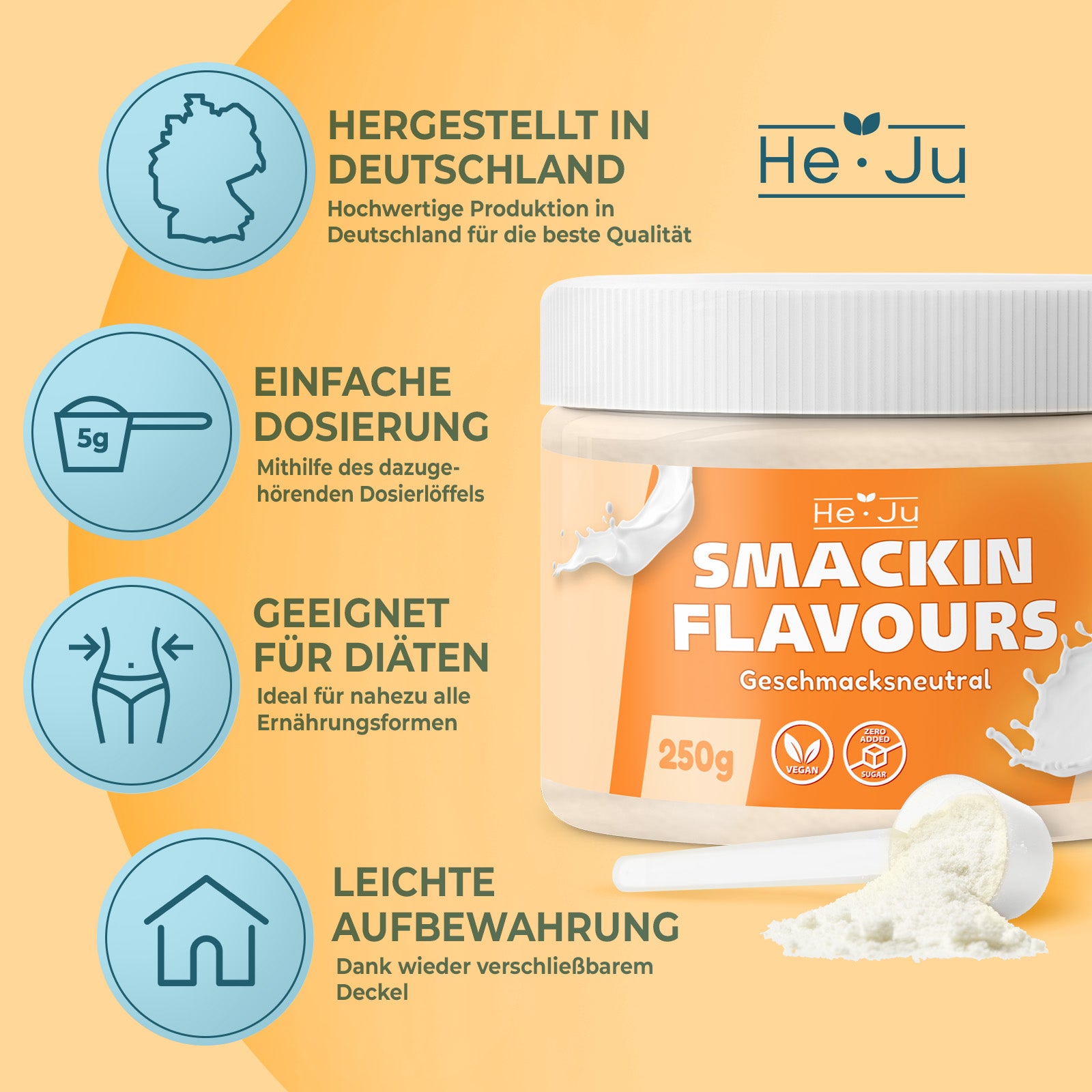 He-Ju Flavour Pulver Geschmacksneutral 250g, vegan