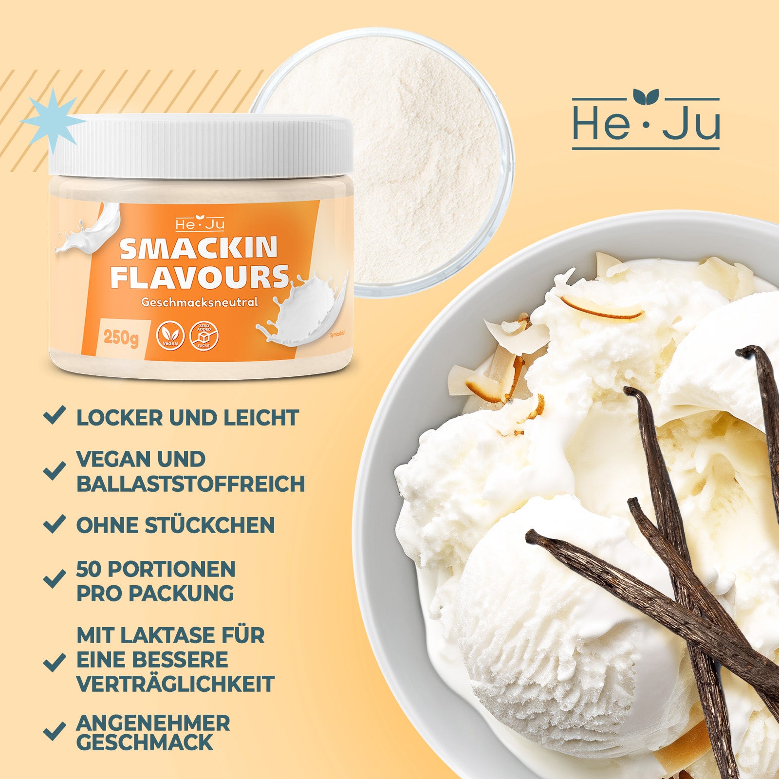 He-Ju Flavour Pulver Geschmacksneutral 250g, vegan