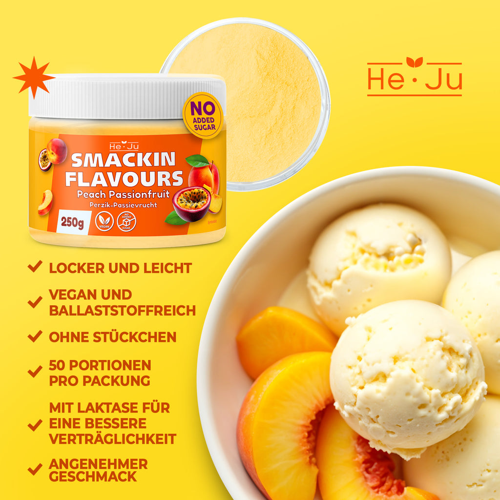 He-Ju Flavour Pulver Peach Passionfruit 250g vegan
