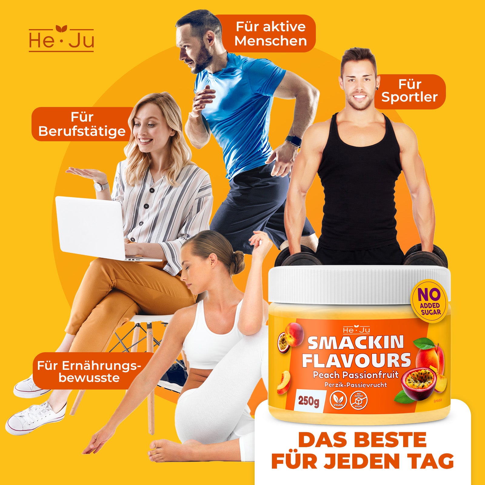 He-Ju Flavour Pulver Peach Passionfruit 250g vegan