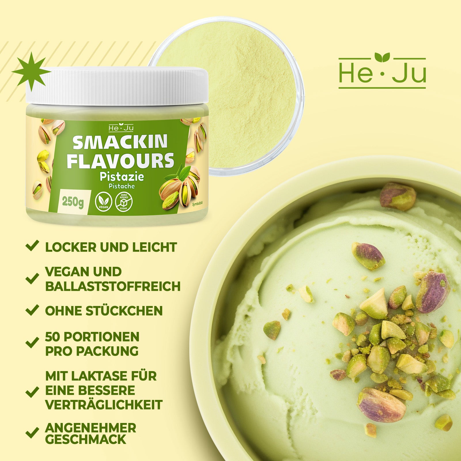 He-Ju Flavour Pulver Pistazie 250g vegan