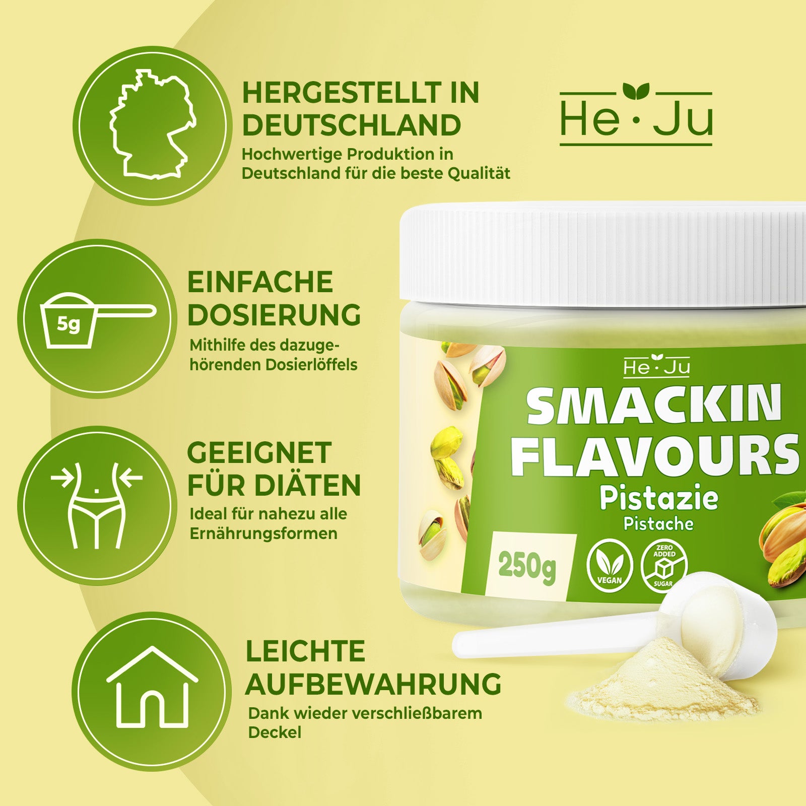 He-Ju Flavour Pulver Pistazie 250g vegan