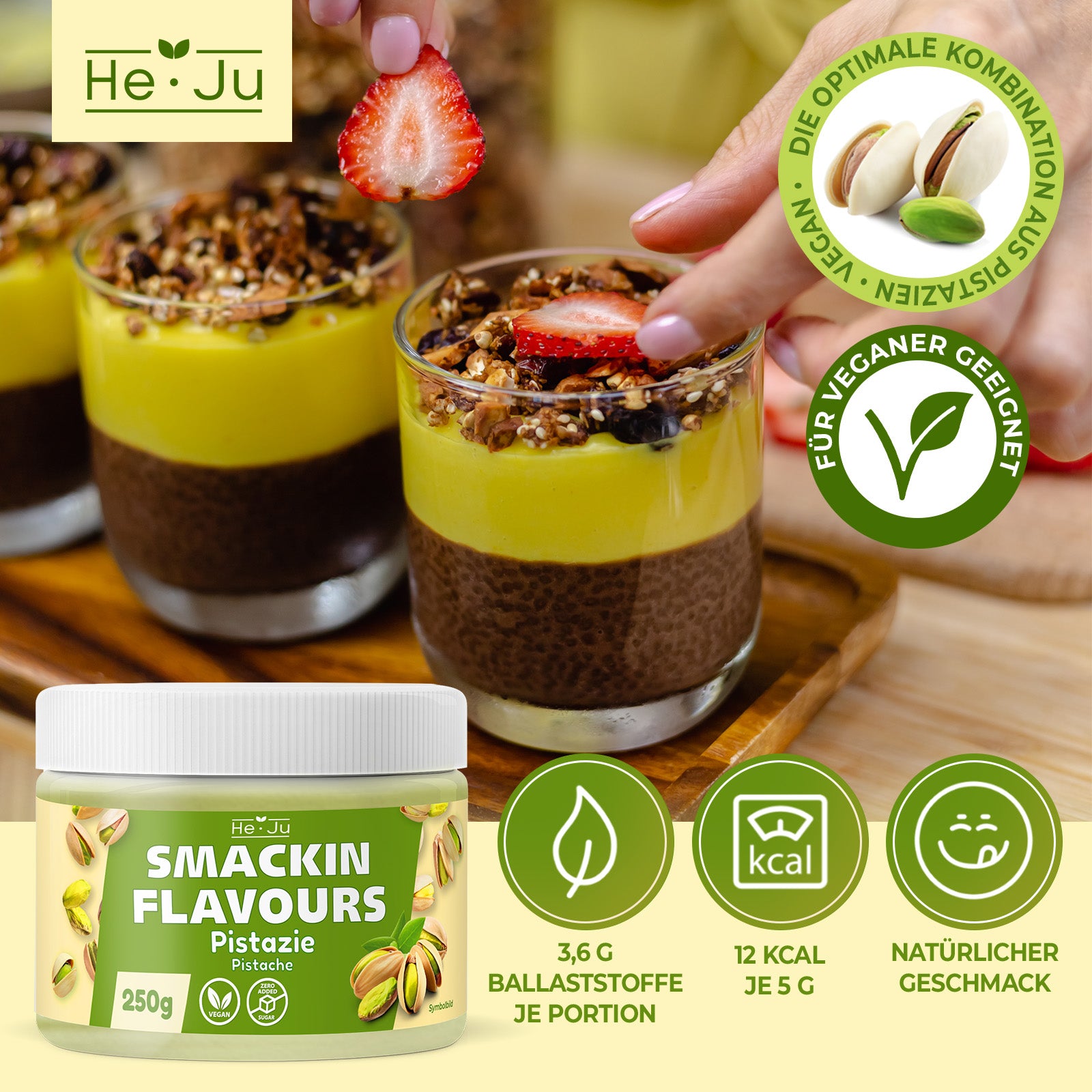 He-Ju Flavour Pulver Pistazie 250g vegan