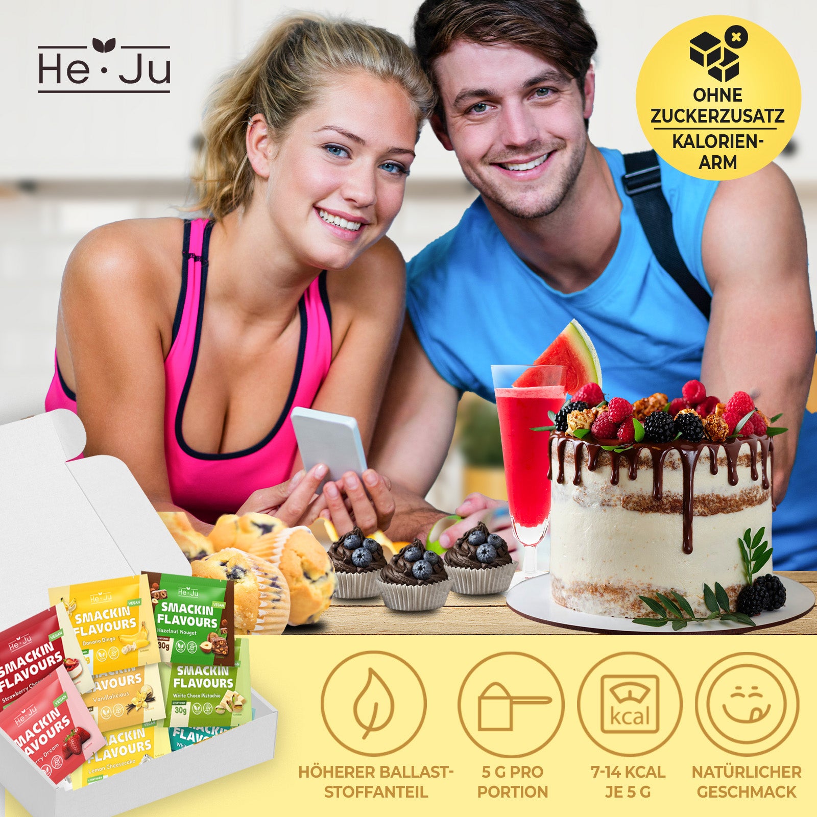 He-Ju Flavour Pulver Proben Set 8 x 30g, verschiedene Geschmackspulver Sorten