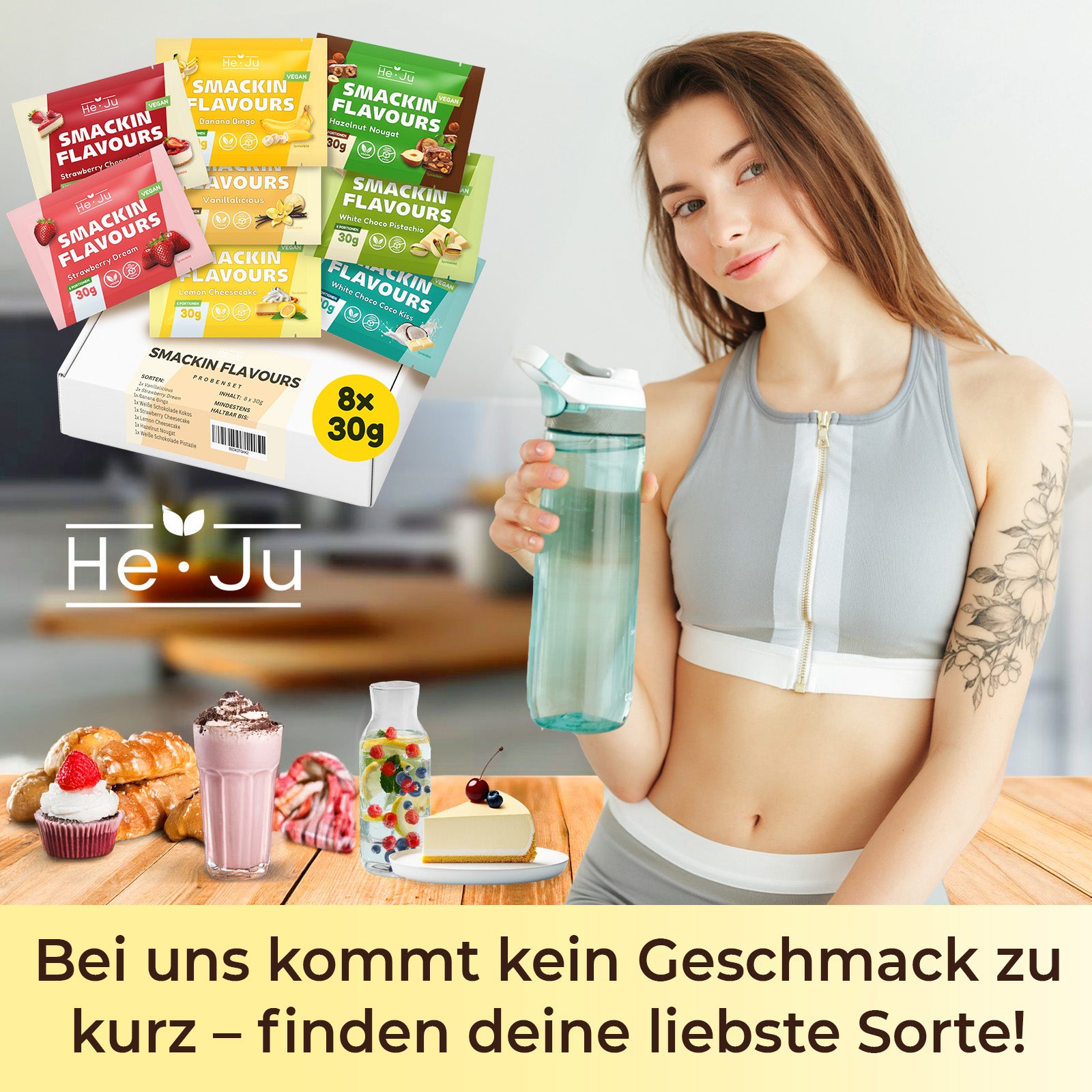 He-Ju Flavour Pulver Proben Set 8 x 30g, verschiedene Geschmackspulver Sorten