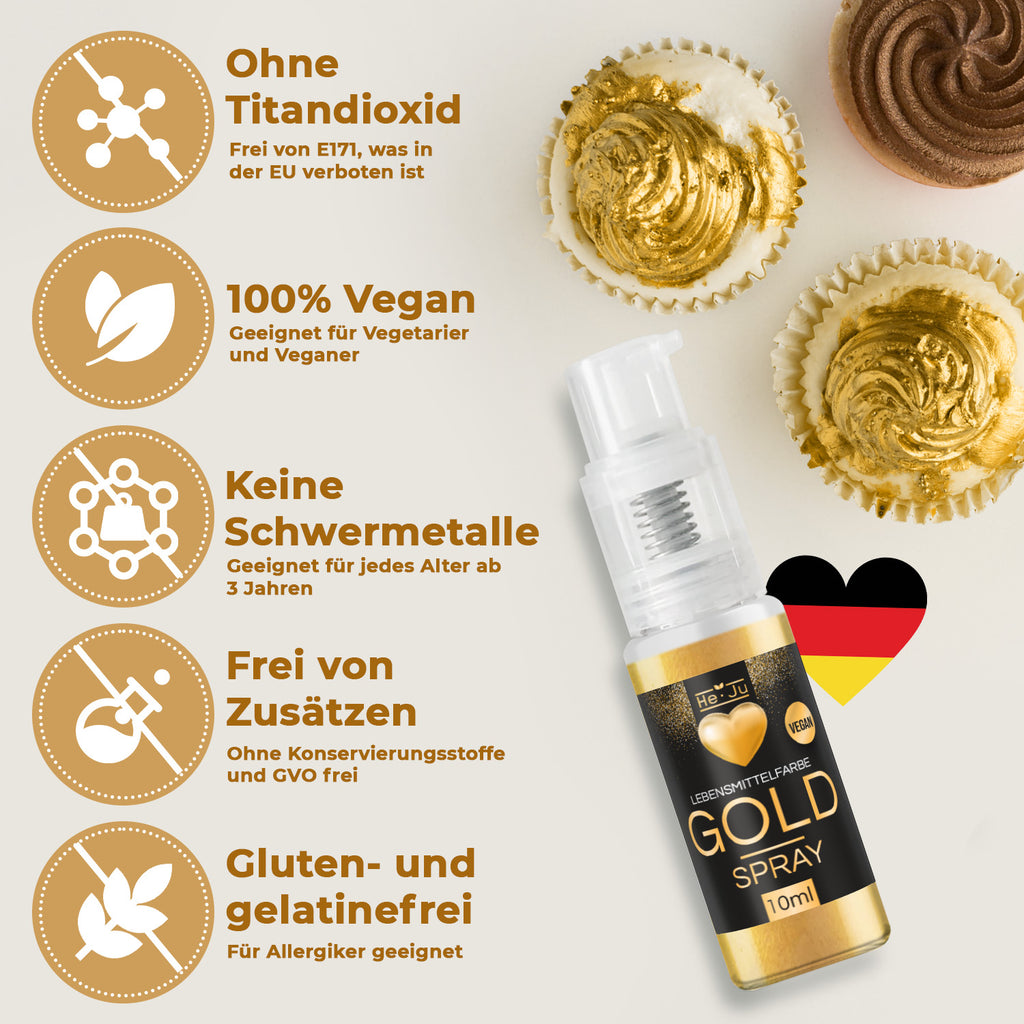He-Ju Lebensmittelfarbe Gold Spray 10