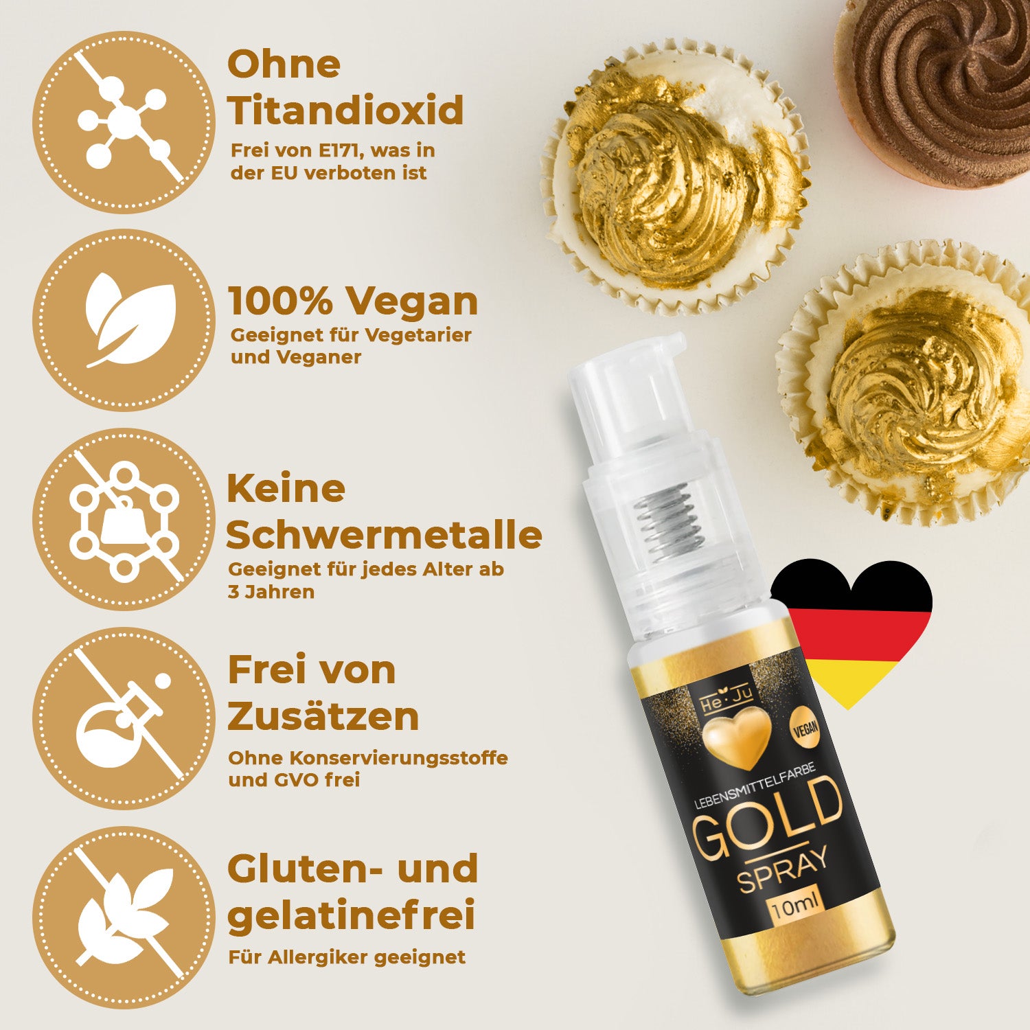 He-Ju Lebensmittelfarbe Gold Spray 10